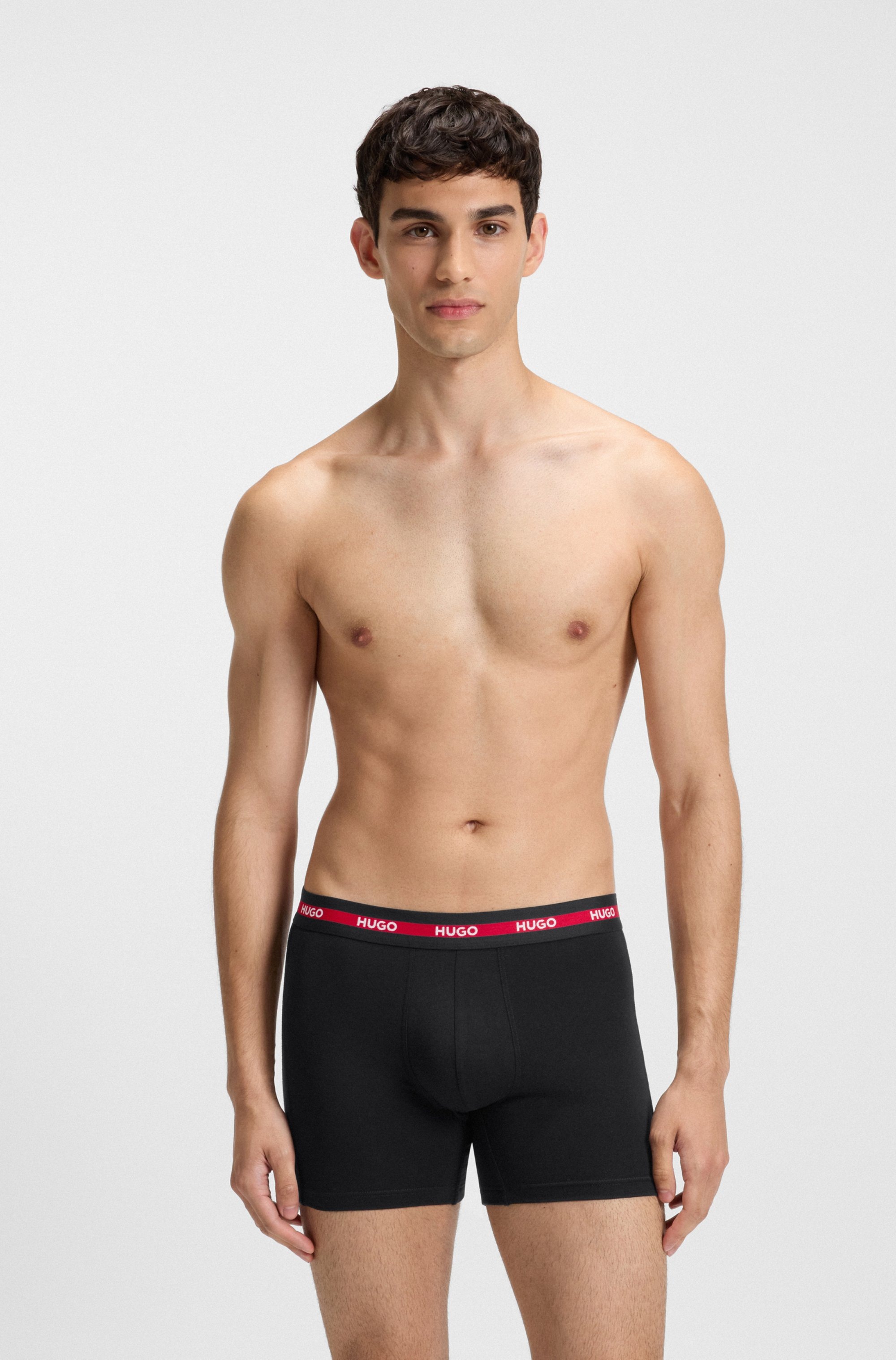 HUGO Underwear Trunk "BOXERBR TRIPL PLANET", kontrastfarbener Bund mit Logo günstig online kaufen