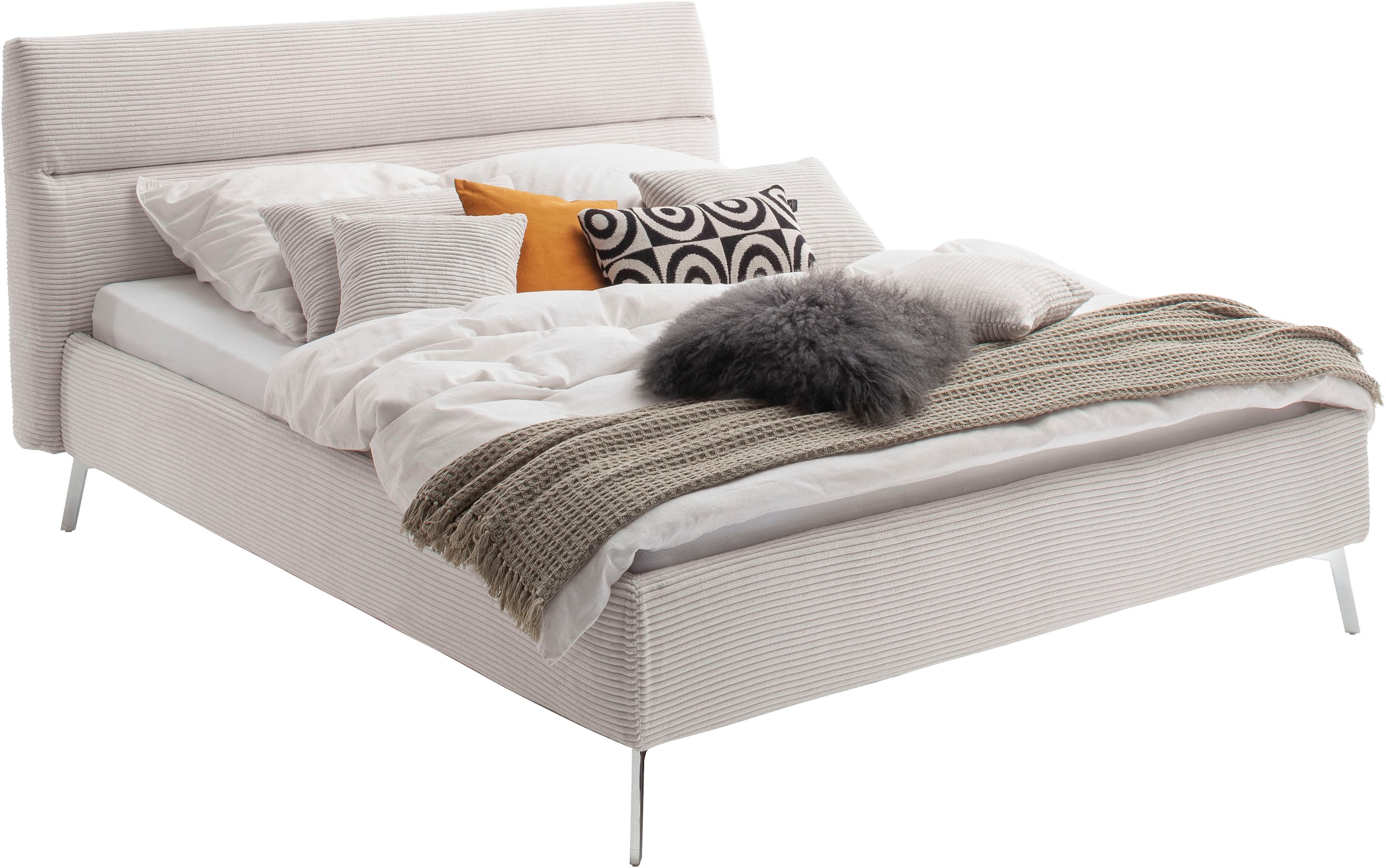 Polsterbett HOME AFFAIRE, B:185cm H:104cm L:231cm, weiß, 88% Polyester, 12% Polyacryl, Betten, "Elvo, weichgepolstertes Kopfteil, wahweise Überlänge,