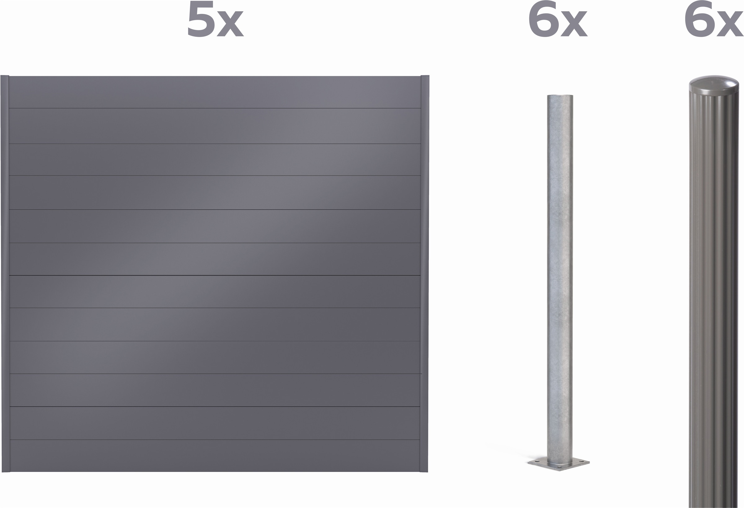 Alberts Dichtzaun "Palitio, Profilhöhe 150 mm" Aluminium, verschiedene Dekore und Längen