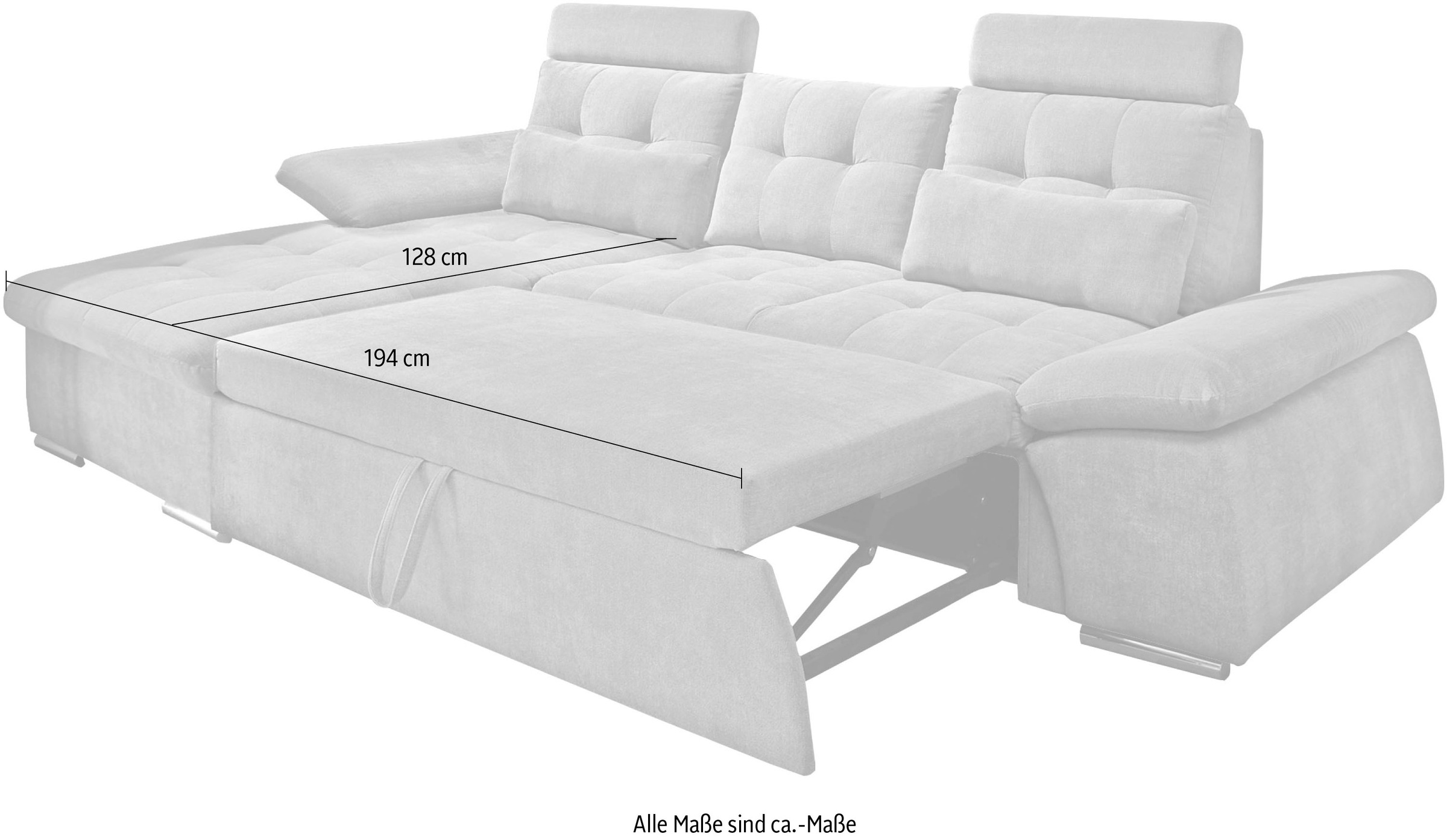 ED EXCITING DESIGN Ecksofa »Nalo L-Form«, mit Bettfunktion, Kopfstützen, Nierenkissen, Armteilverstellung