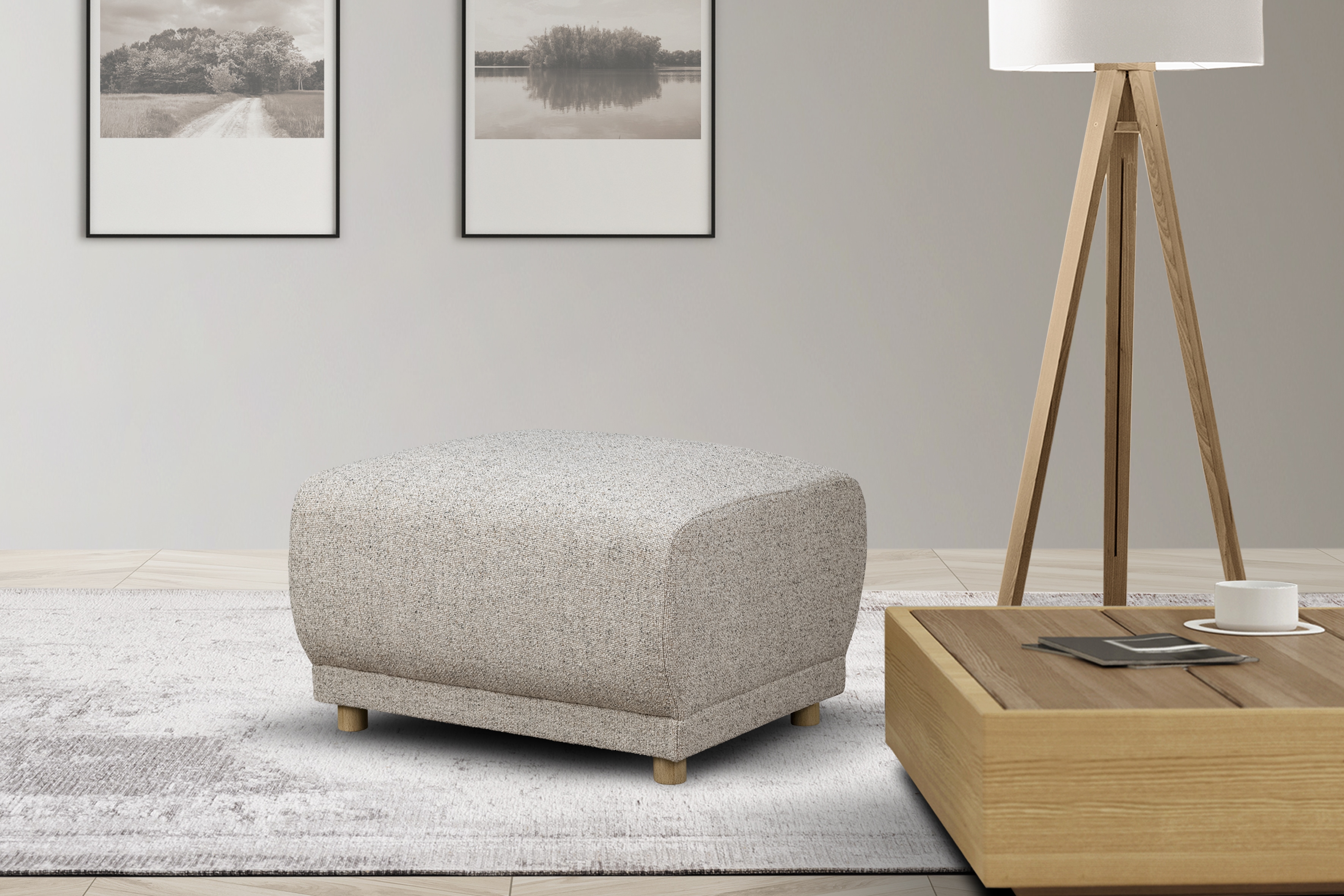 OTTO home Polsterhocker "LEMPS mit Wellenunterfederung, Maße B/T/H: 70/63/45 cm" passend zur Serie, in hochwertiger Verarbeitung