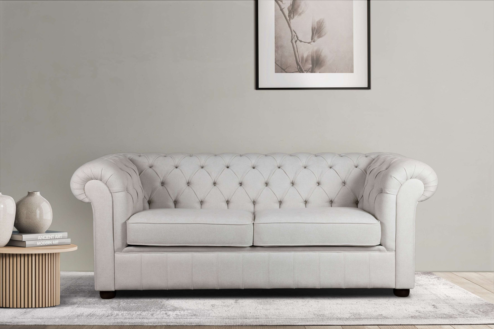 Home affaire 3-Sitzer »CHARENTE, optionale Schlafsofa, Chesterfield-Sofa, Bettfunktion«, mit edler Knopfheftung und typischen Armlehnen, B/T/H 198/89/74 cm