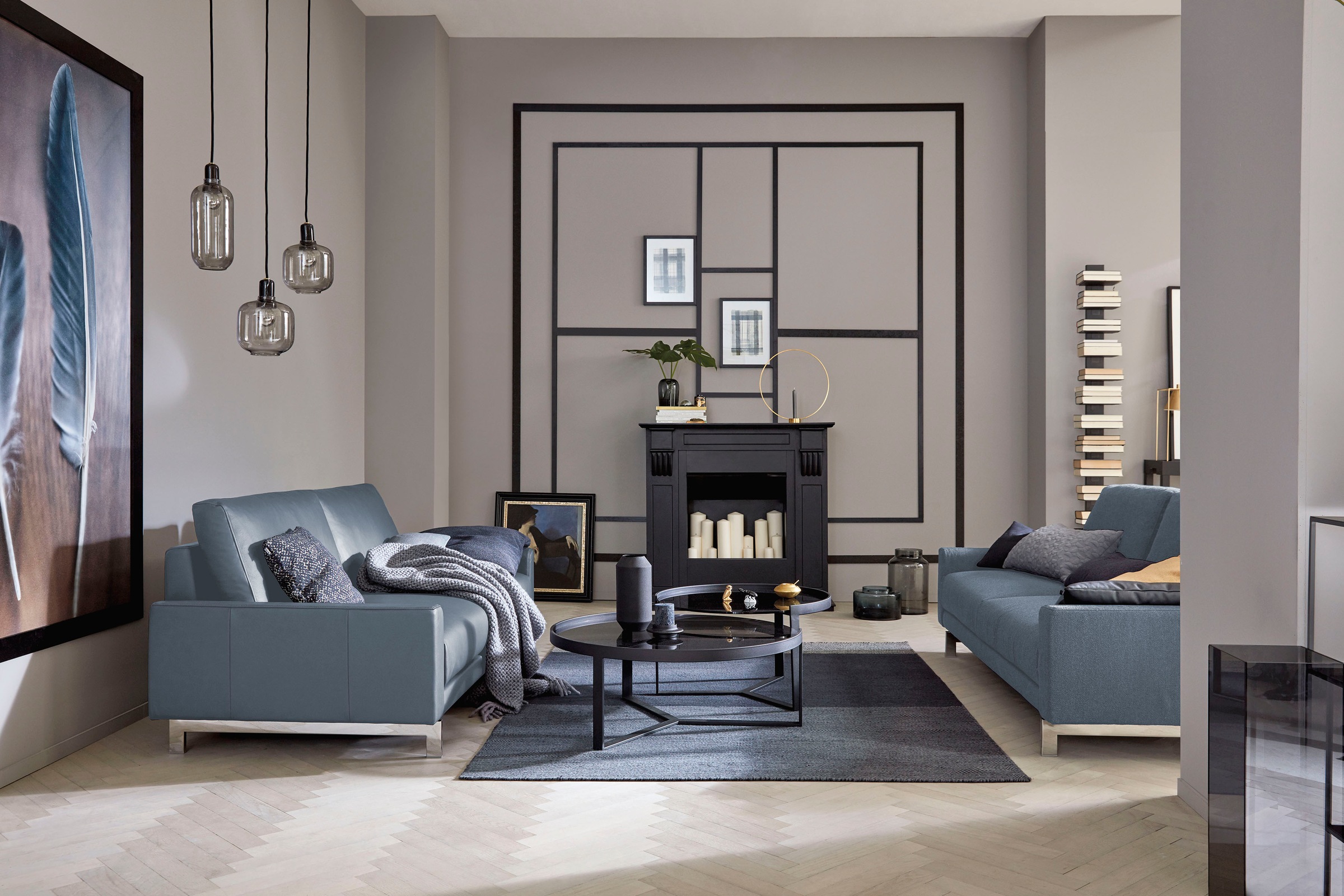 hülsta sofa Breite bestellen 164 Fuß BAUR 2-Sitzer cm chromfarben niedrig, Armlehne glänzend, | »hs.450«