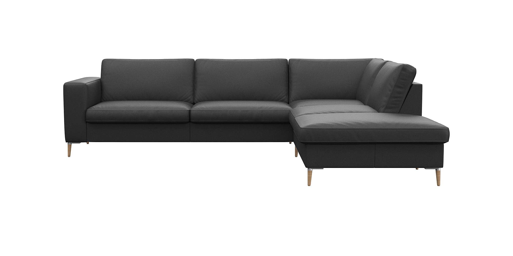 Ecksofa FLEXLUX, B:273cm H:85cm T:225cm, schwarz, 100% Echteder, Wohnzimmer, Sofas, "Fiore, Sitzaufbau mit hochwertigem Kaltschaum für mehr