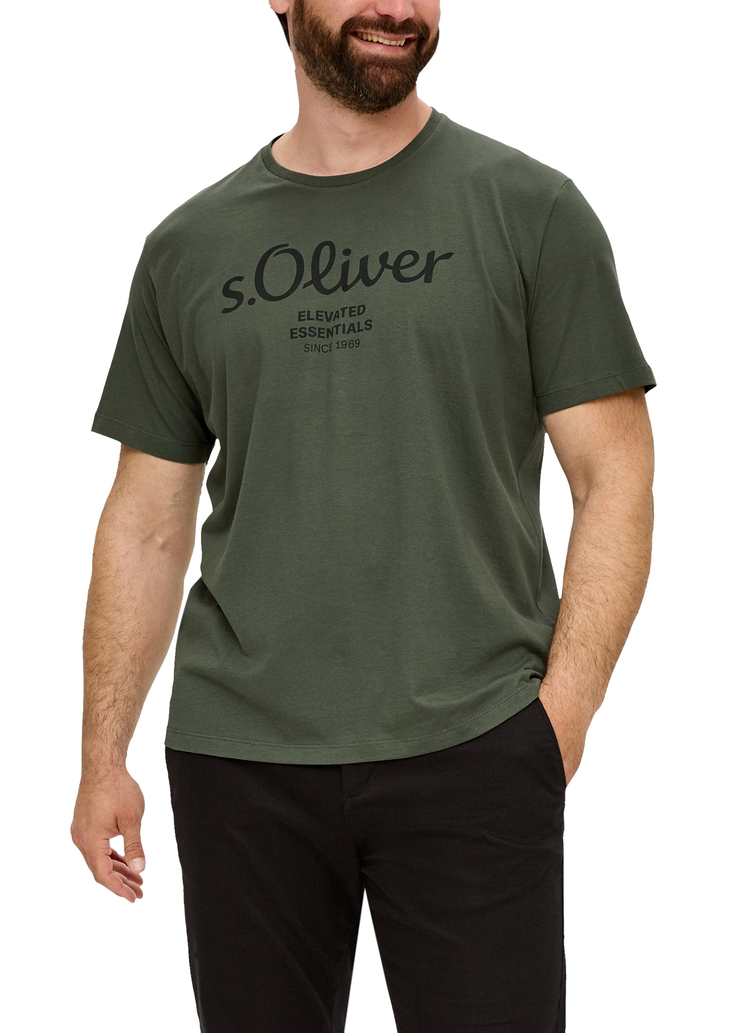 s.Oliver Men Big Sizes Kurzarmshirt mit Logo-Print/Große Größen