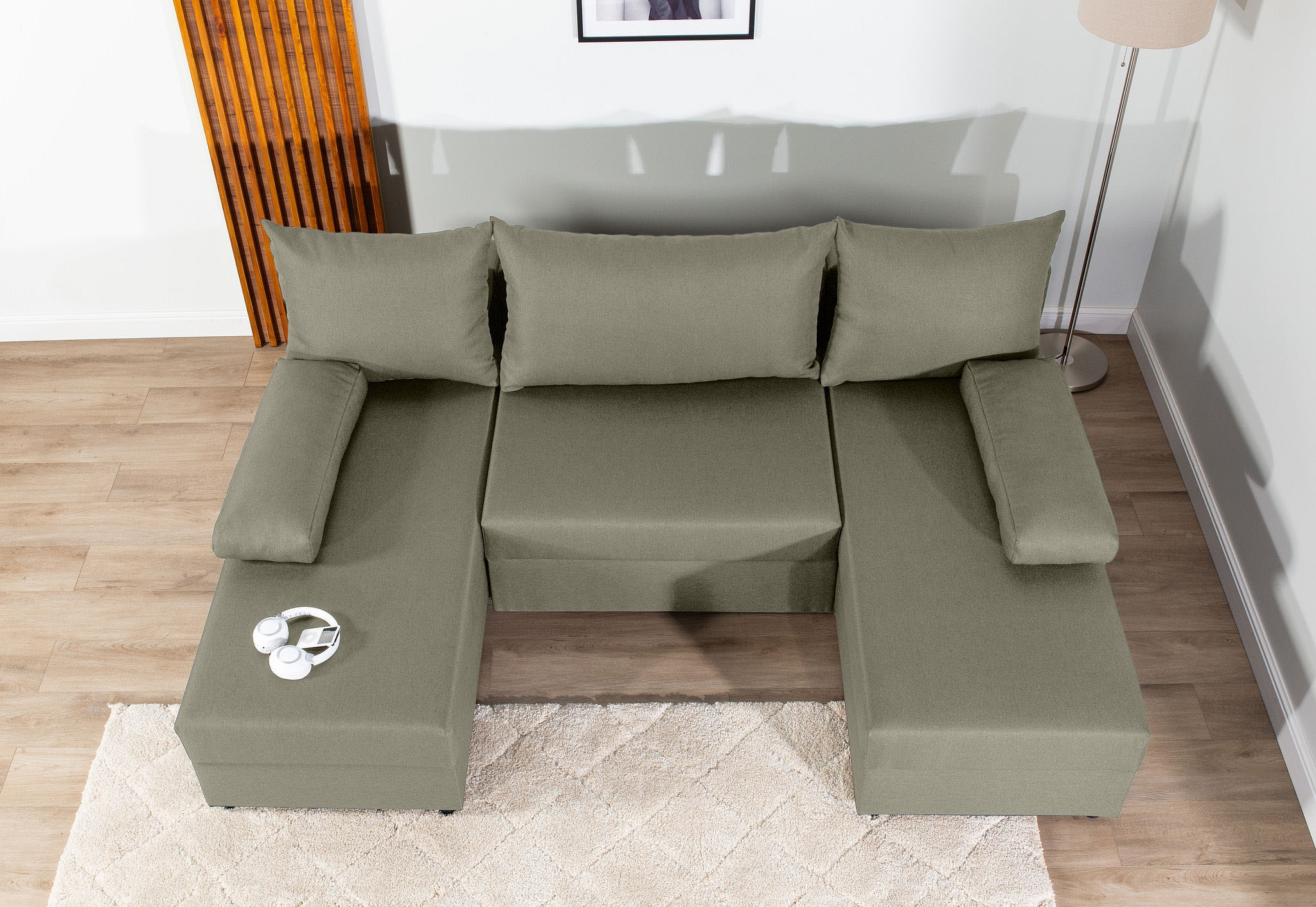COLLECTION AB Wohnlandschaft »Pico U-Form«, Breite 220, ohne Armlehne mit Schlaffunktion, Bettkasten