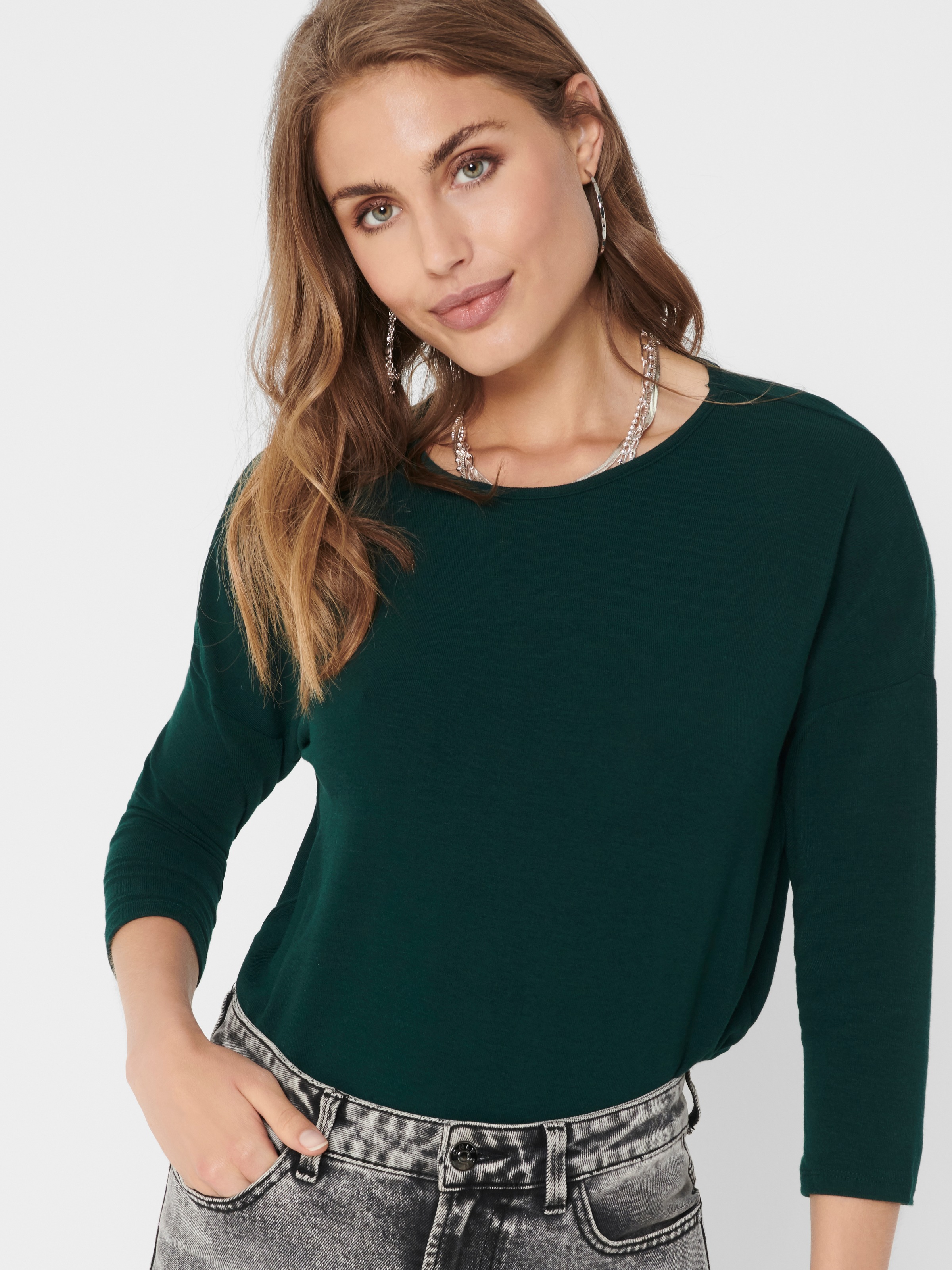 ONLY 3/4-Arm-Shirt "ONLGLAMOUR 3/4 TOP JRS NOOS" in lässiger Oversize-Form günstig online kaufen