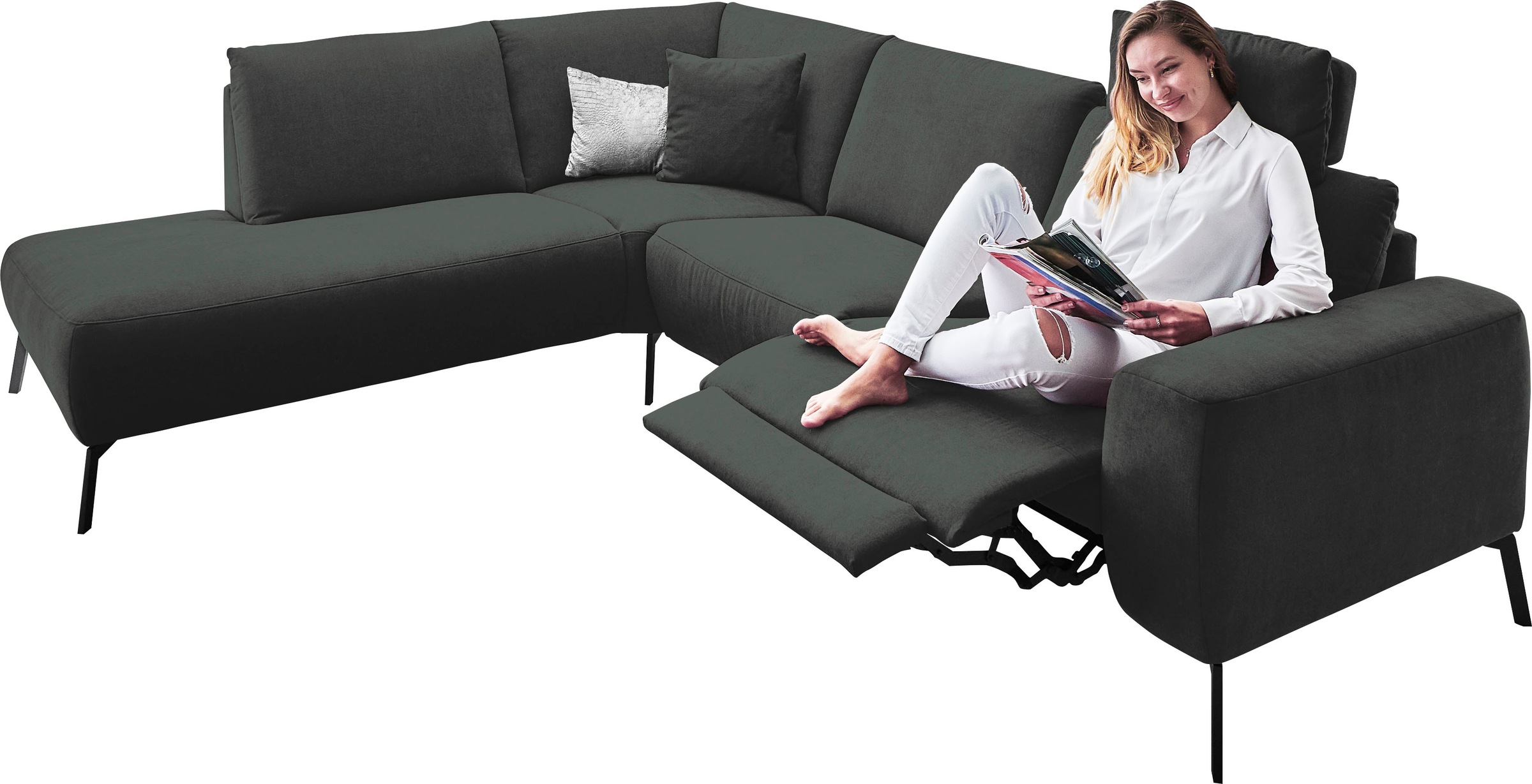 INOSIGN Ecksofa »Bellini L-Form«, incl. motorischer Relaxfunktio, wahlweise Easy Care-Bezug