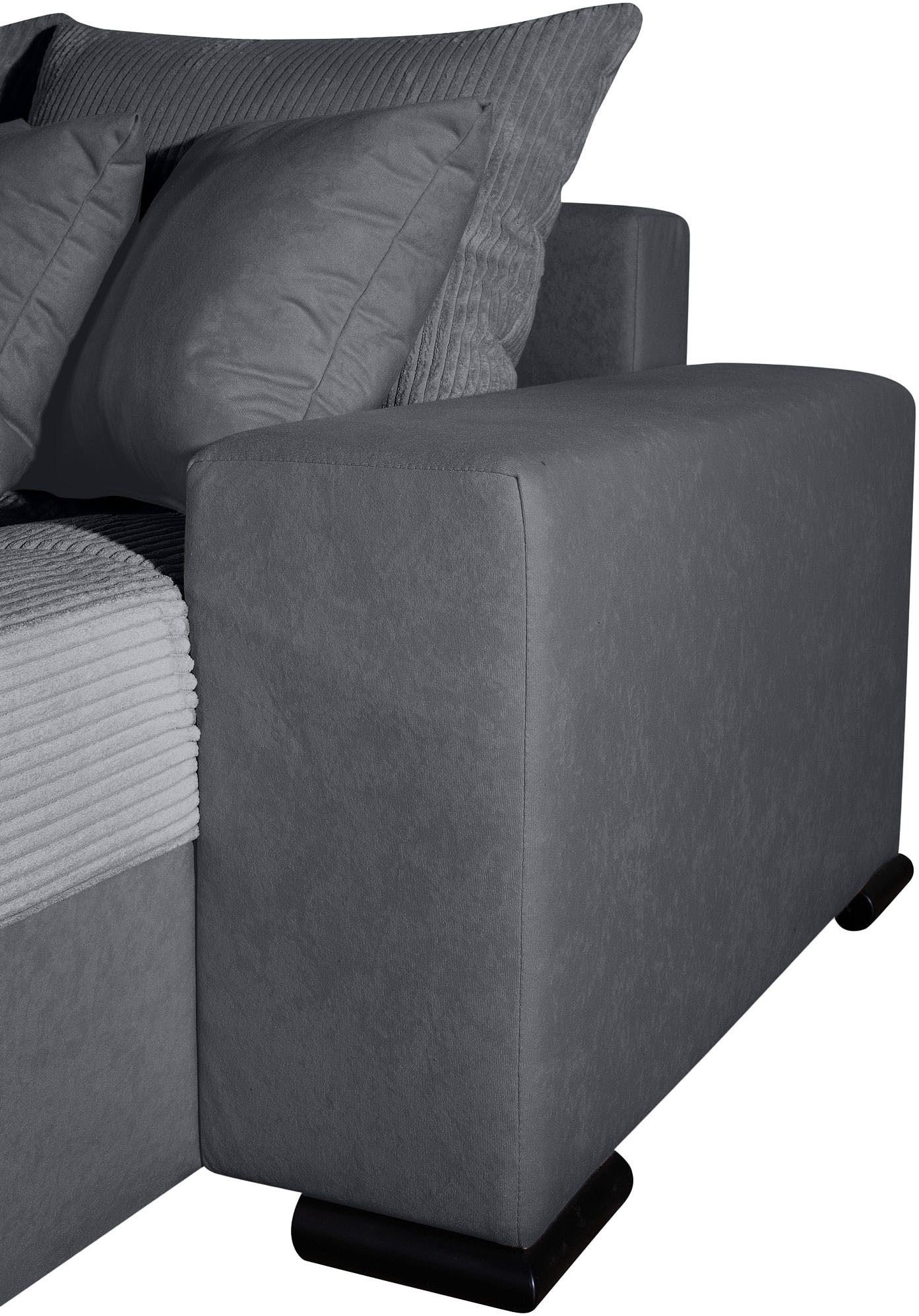 COLLECTION AB Ecksofa »Josy L-Form, B: 214 cm in Cord, Cord-Mix« mit Bettfunktion, Bettkasten & 2 Zierkissen, Federkern