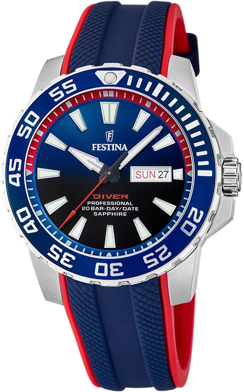 Festina Quarzuhr »Diver Collection, F20662/1«, Armbanduhr, Herrenuhr, Taucheruhr, Silikonarmband, Datum