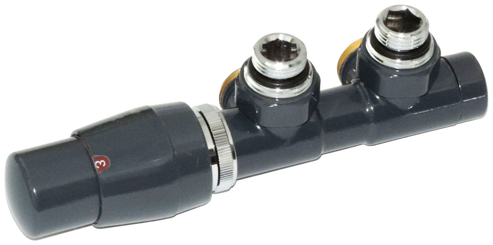 Ximax Heizkörperthermostat "Mittenanschlussgarnitur, Twins Eck", Eck-Ausführung, 16 mm, Anthrazit