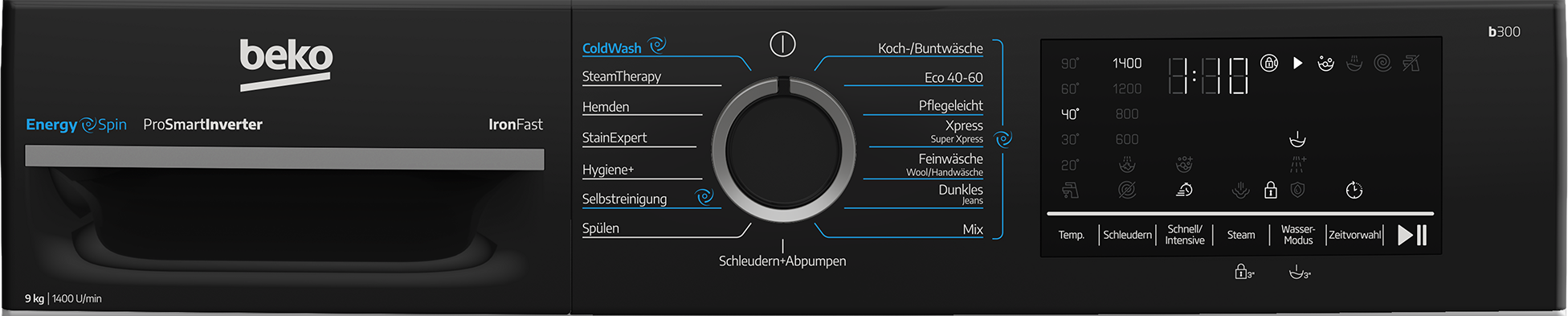 BEKO Waschmaschine »BM3WFU4941W« 9 kg 1400 U/min EnergySpin – optimierte Waschbewegungen für gründliche Reinigung.