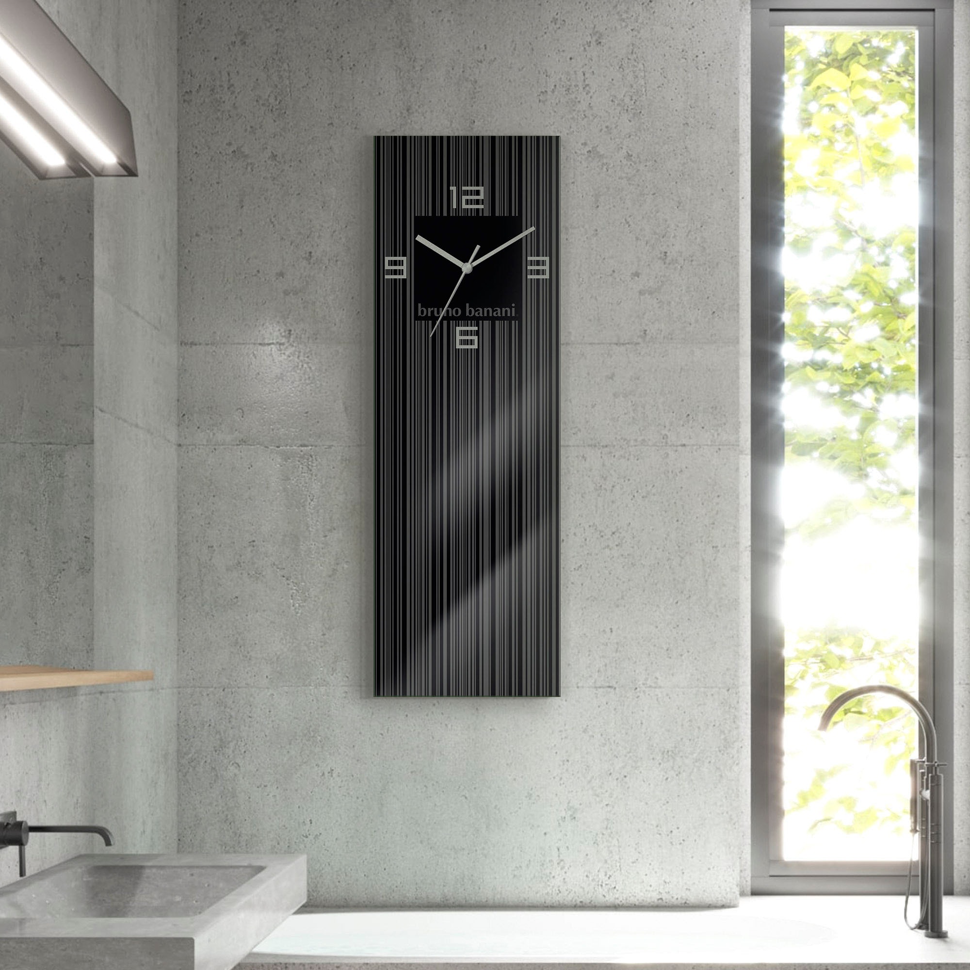 Bruno Banani Wanduhr "Thin Stripes auf Glas" wahlweise mit Quarz- oder Funkuhrwerk, lautlos ohne Tickgeräusche