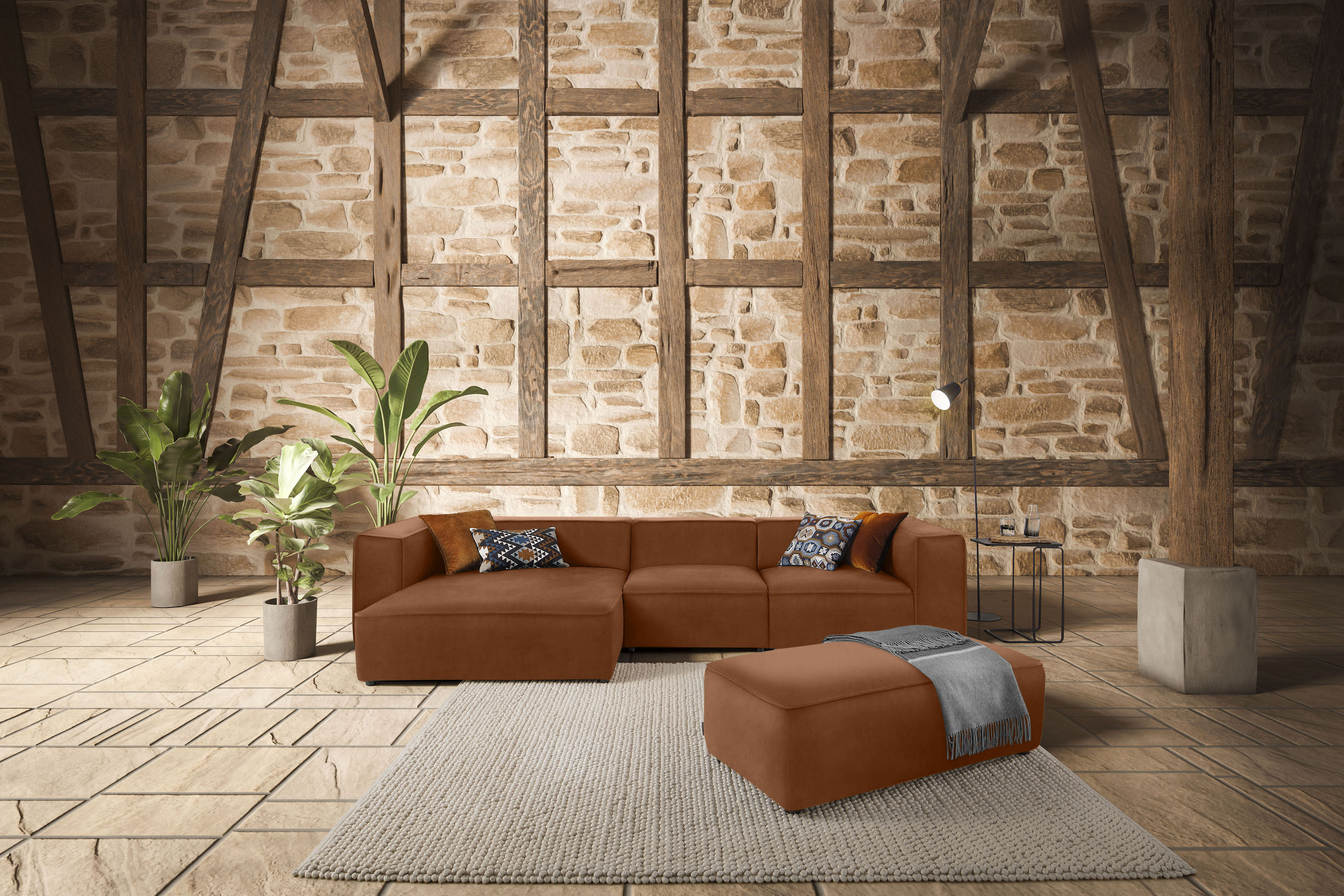 W.SCHILLIG Ecksofa "around-the-block Mega Sofa, viel Platz und hoher Sitzkomfort, L-Form" mit eleganter Biese, mit Federkern, Breite 341 cm