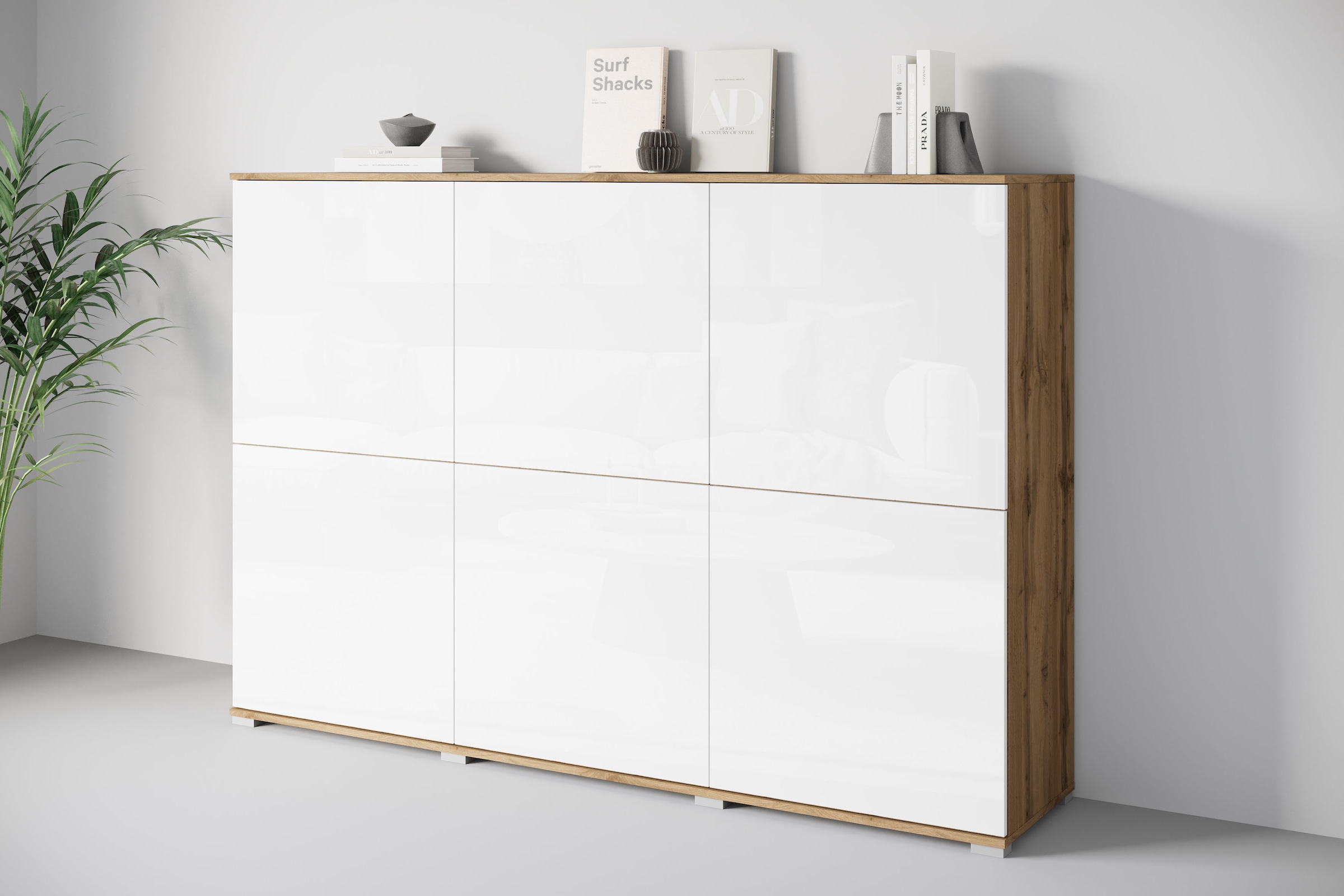 INOSIGN Highboard »Kenia, moderne grifflose Hochkommode mit 6 Türen, Breite 180 cm«, (1 St.), Push-to-Open-Fronten, höhenverstellbaren Einlegeböden