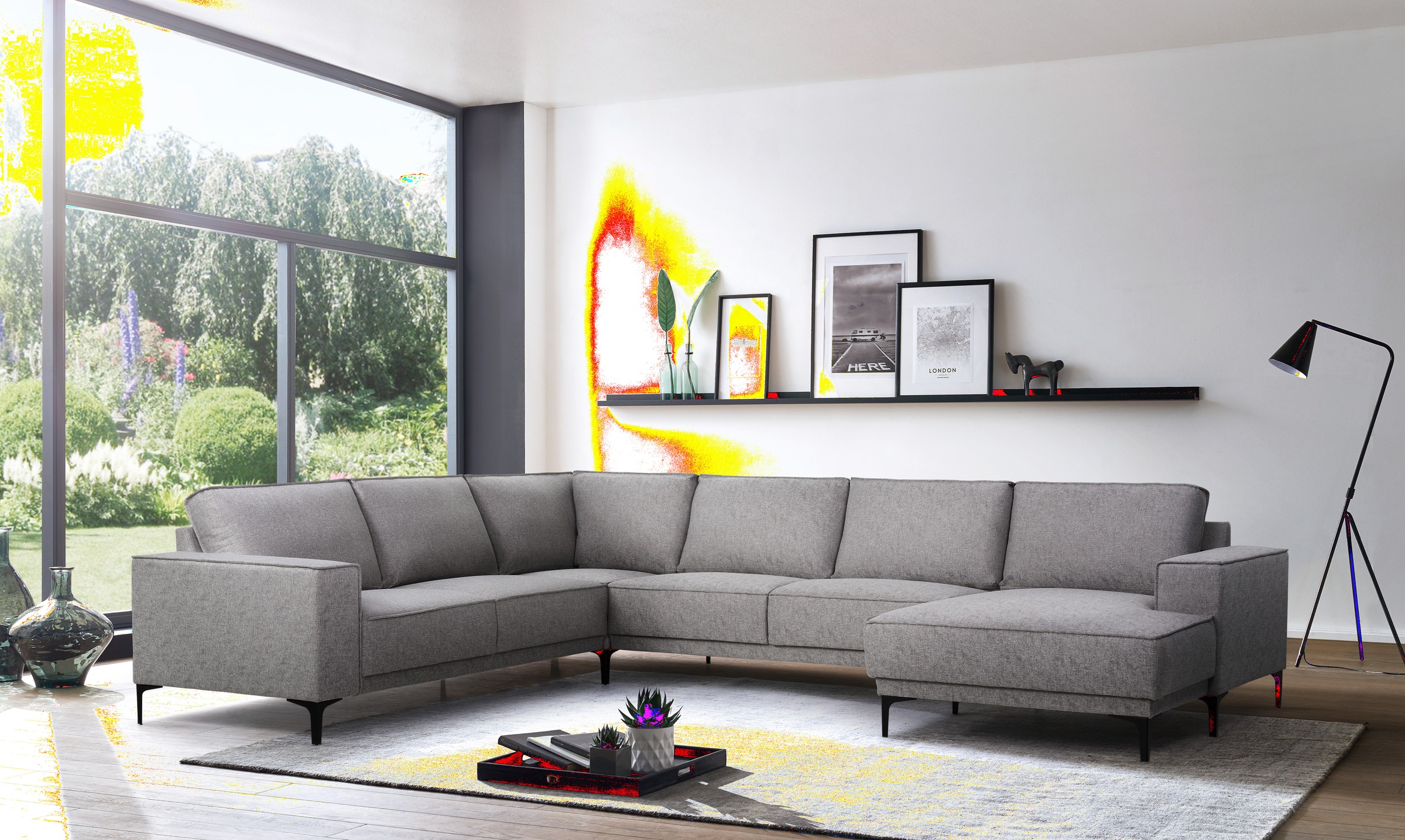 Places of Style Wohnlandschaft "XXL Sofa Oland, Struktur, Flachgewebe, Luxu günstig online kaufen