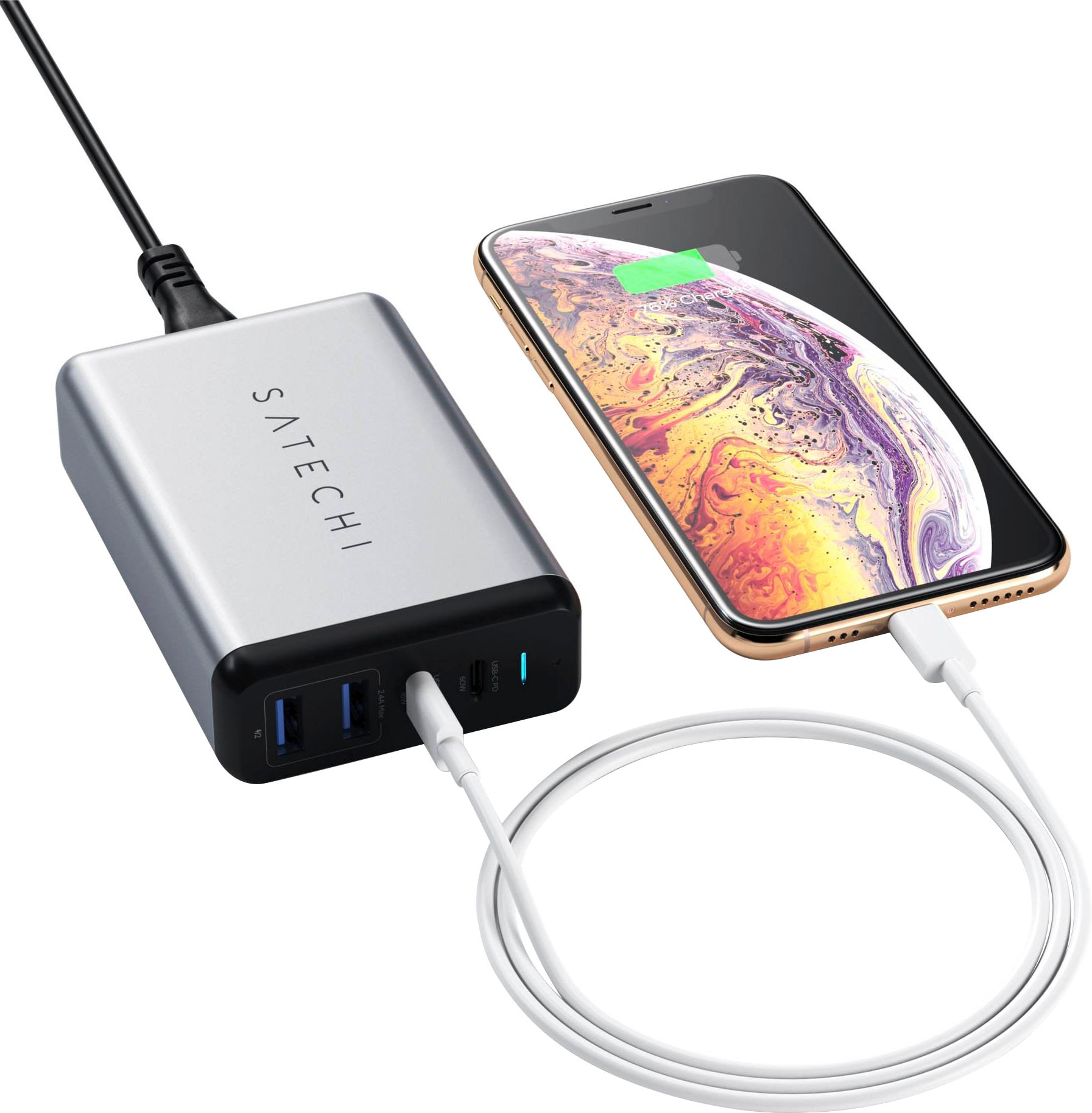 Satechi USB-Ladegerät »75W Dual Type-C PD Travel Charger«, (1 St.)