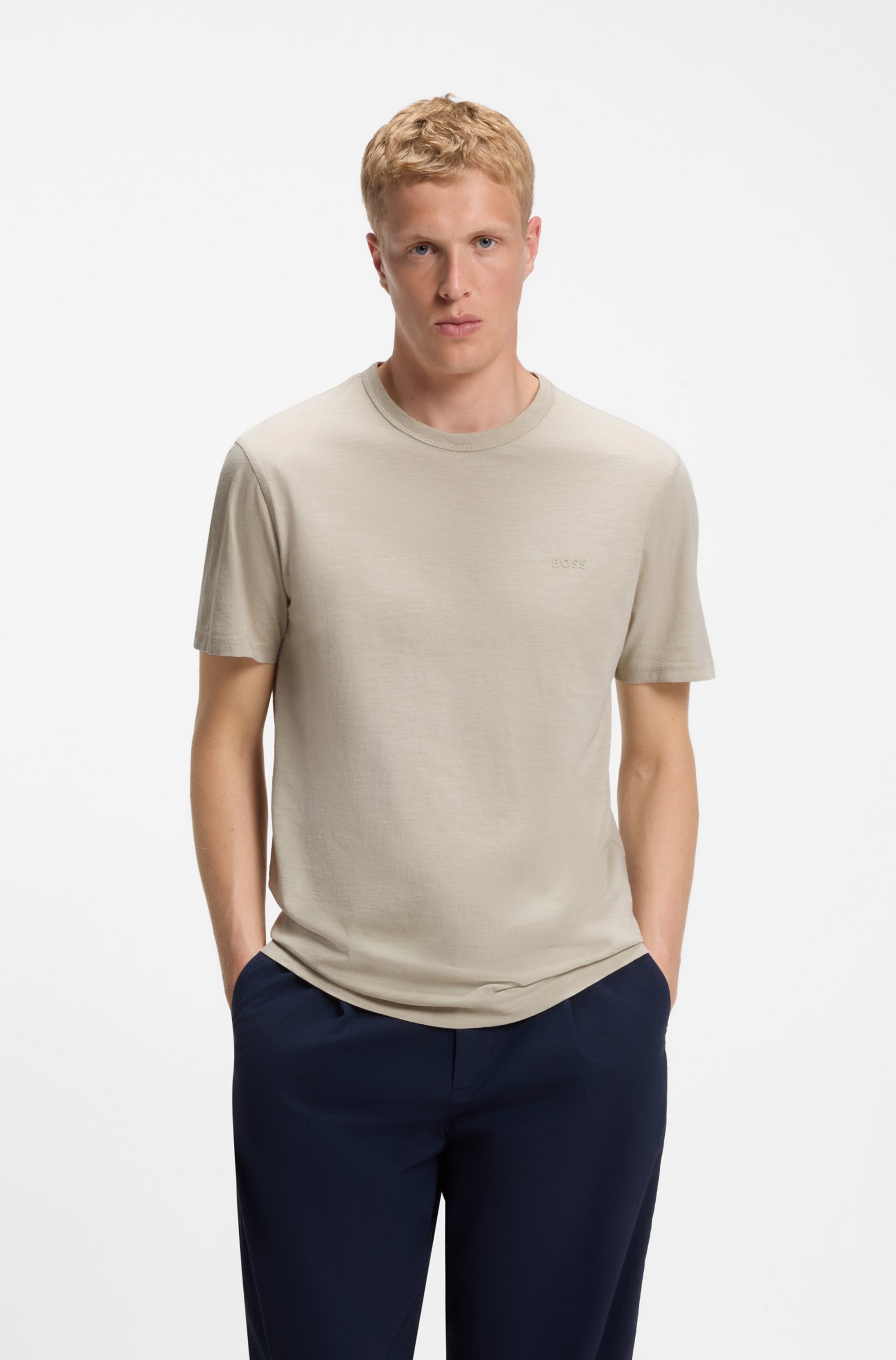 BOSS ORANGE T-Shirt "Tegood Regular Fit" 100% Baumwolle Logo on Chest Rundhals