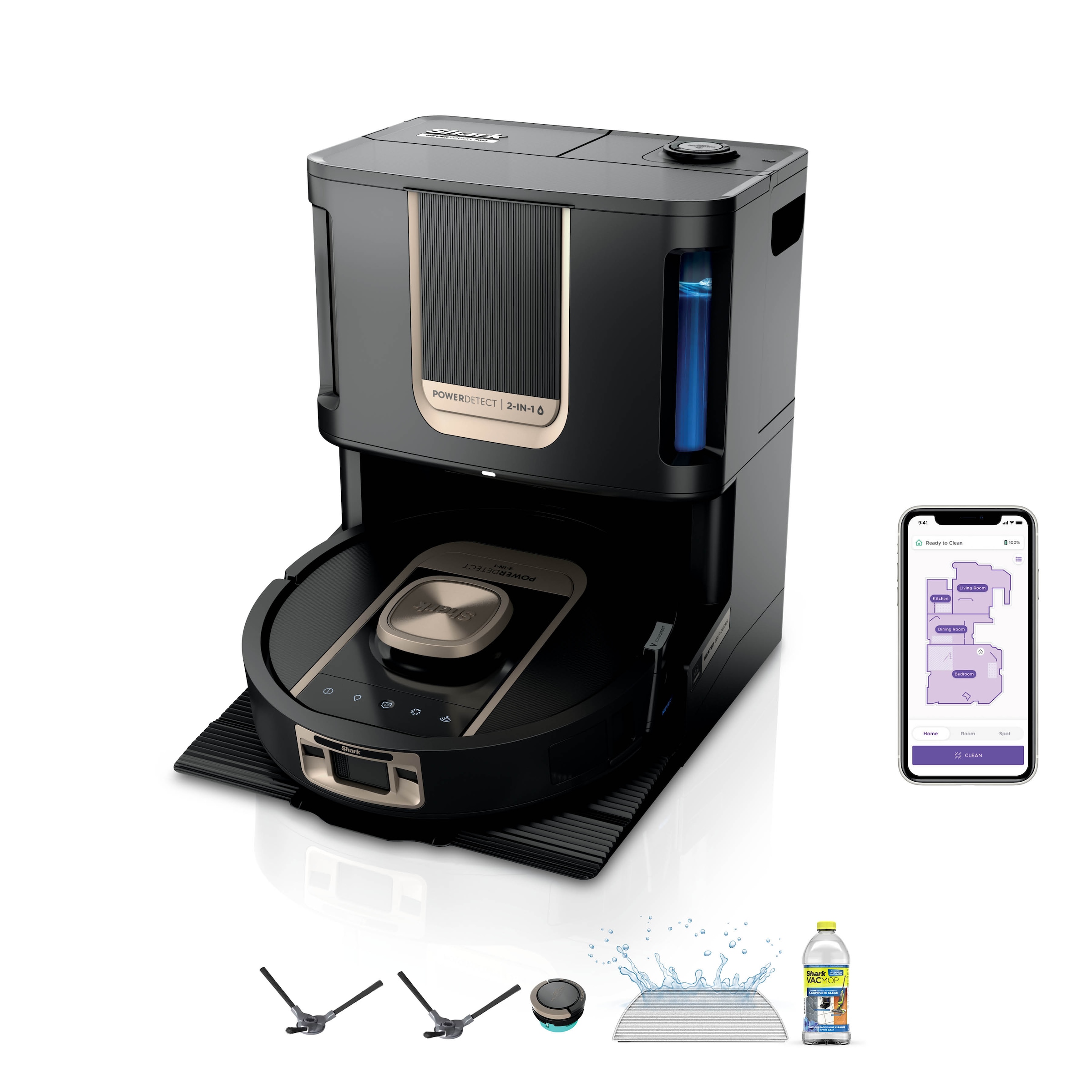 Shark Saugroboter "Shark ThermaCharged PowerDetect Saugroboter RV2900XEEU" beheizte Basisstation verwendet 85C heißes Wasser und 80C warme Luft