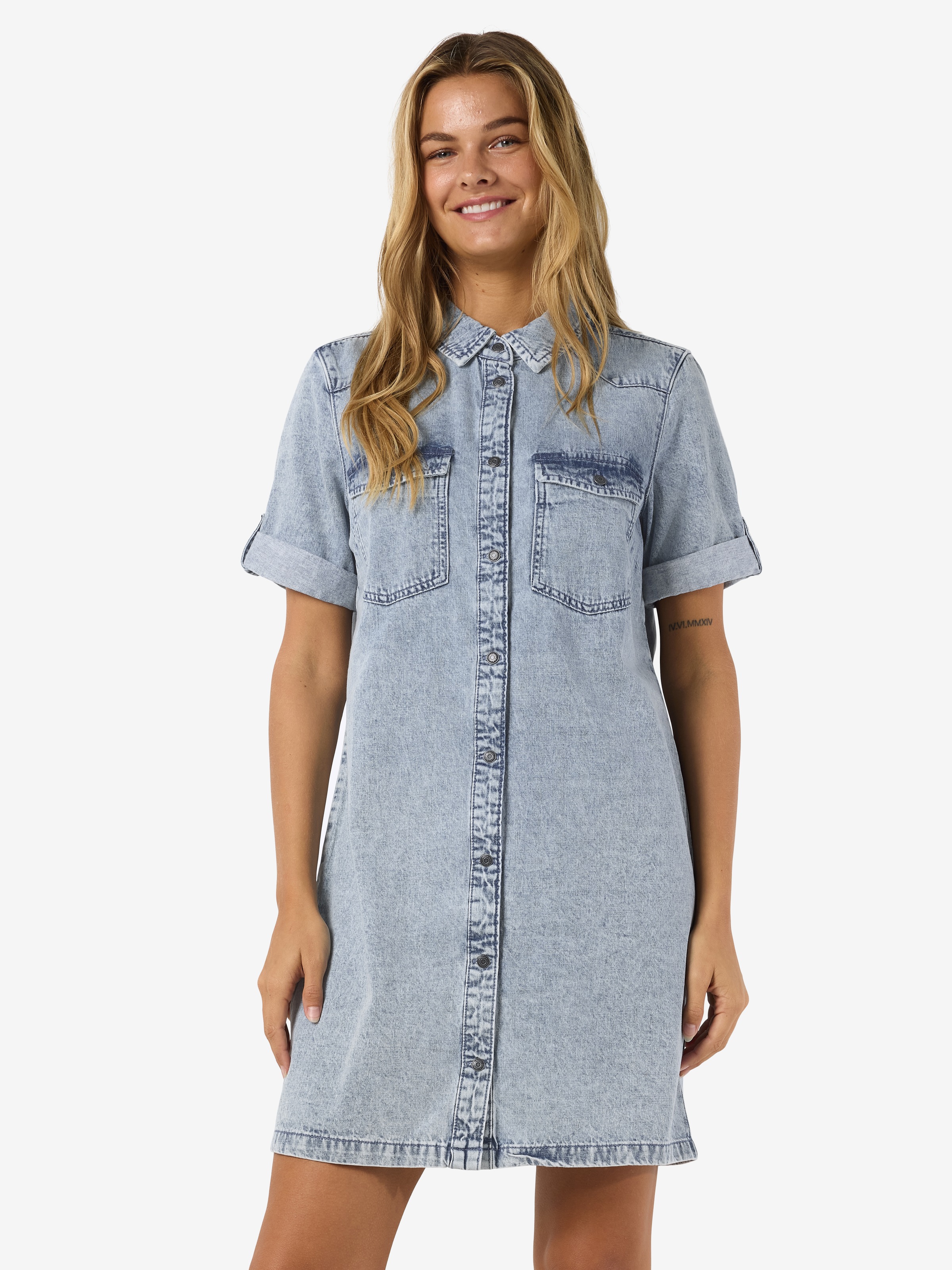 Noisy may Jeanskleid "NMNEW SIGNE S/S DENIM DRESS VI003LB NOOS" Brusttasche günstig online kaufen