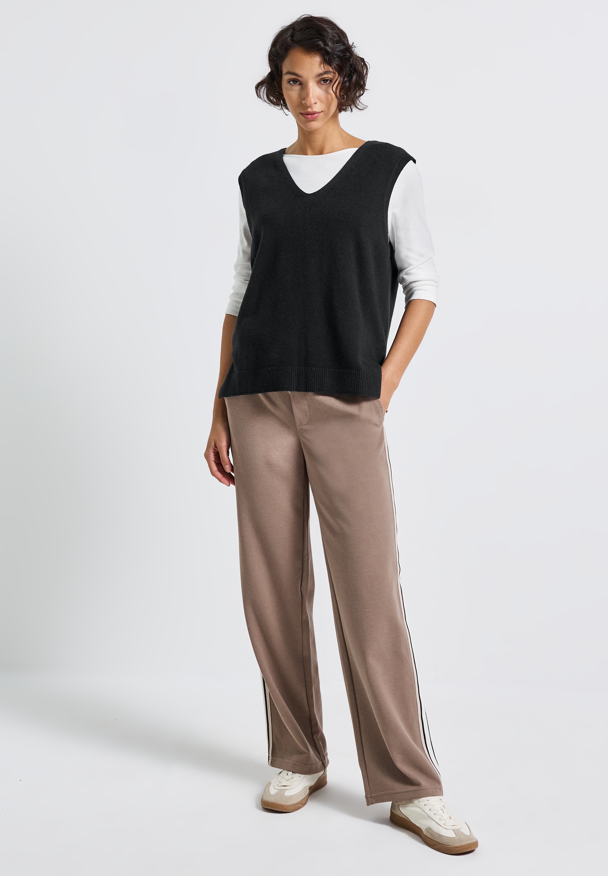 STREET ONE Kurzarmpullover, aus softem Materialmix