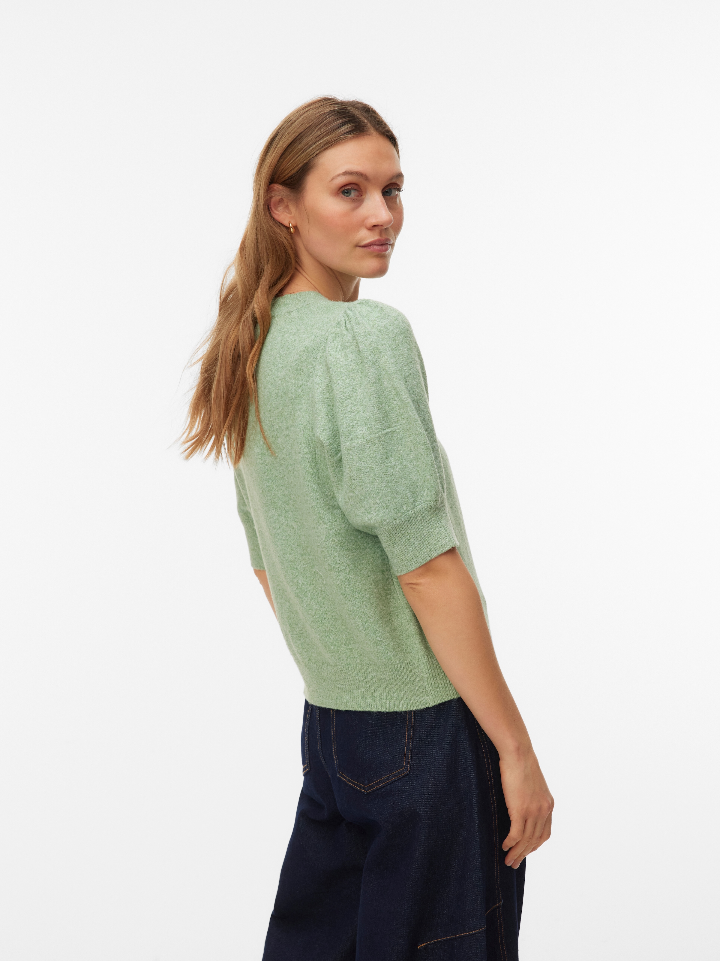 Vero Moda Rundhalspullover »VMDOFFY 2/4 O-NECK PULLOVER GA NOOS« mit kurzen Puffärmeln