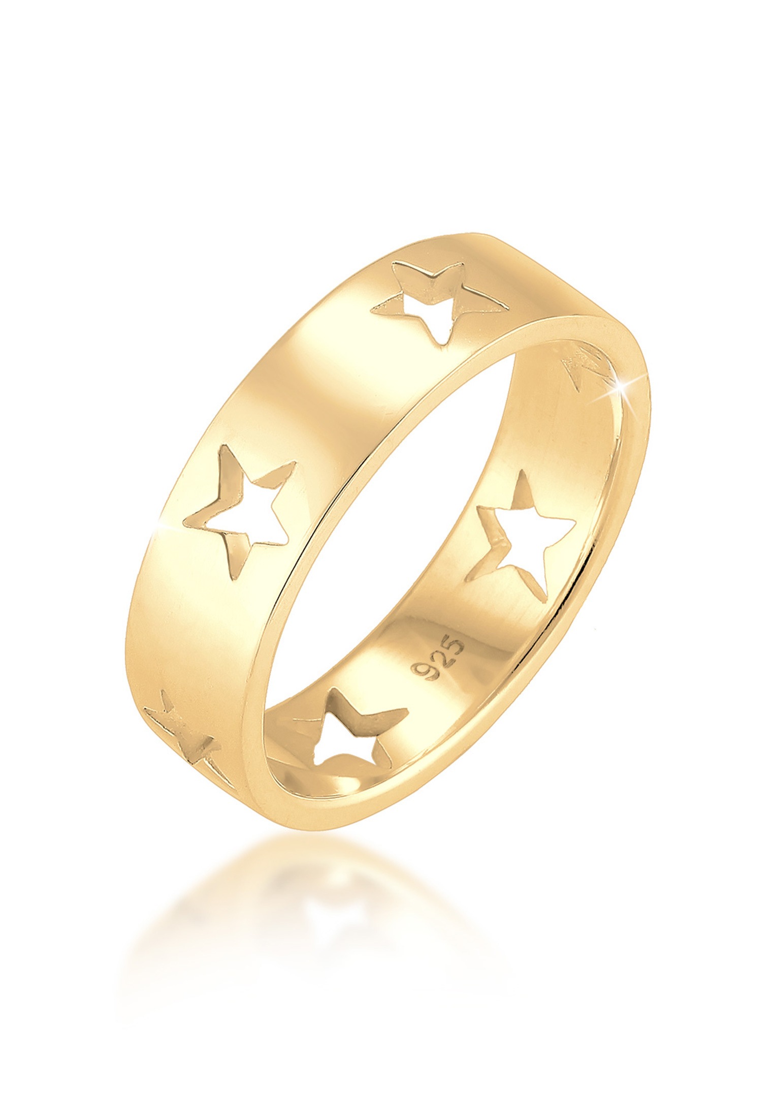ELLI Damen Fingerring "Bandring Stern 925 Sterling Silber", 56mm, ohne Stein, Silber 925 (Sterlingsilber), 6mmgold, Silber 925 (Sterlingsilber),