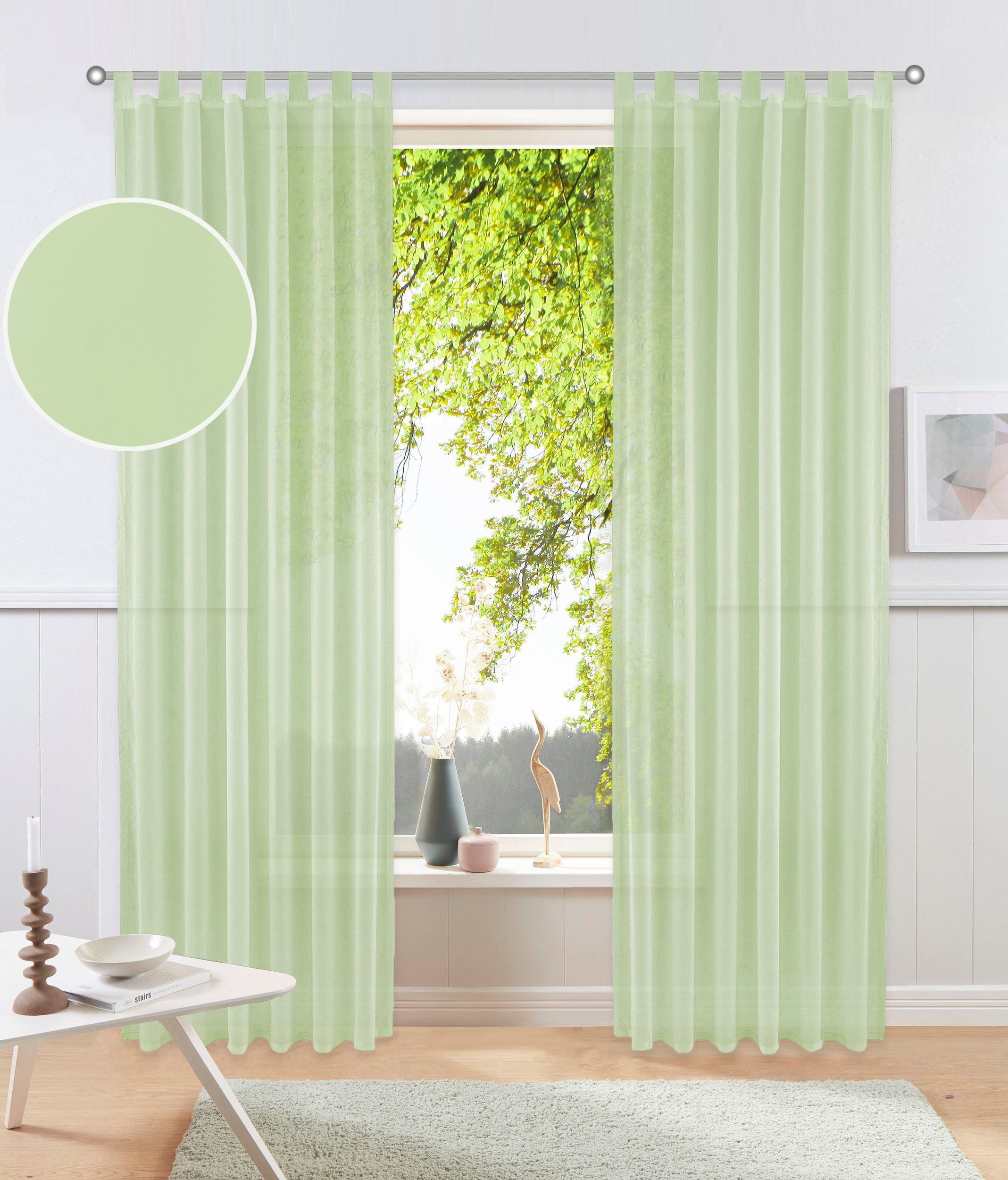 OTTO home Gardine "XANA" Schlaufen 1 Stk. tlg. Bestseller, einfarbig, 1 Schal, pflegeleicht, preiswert