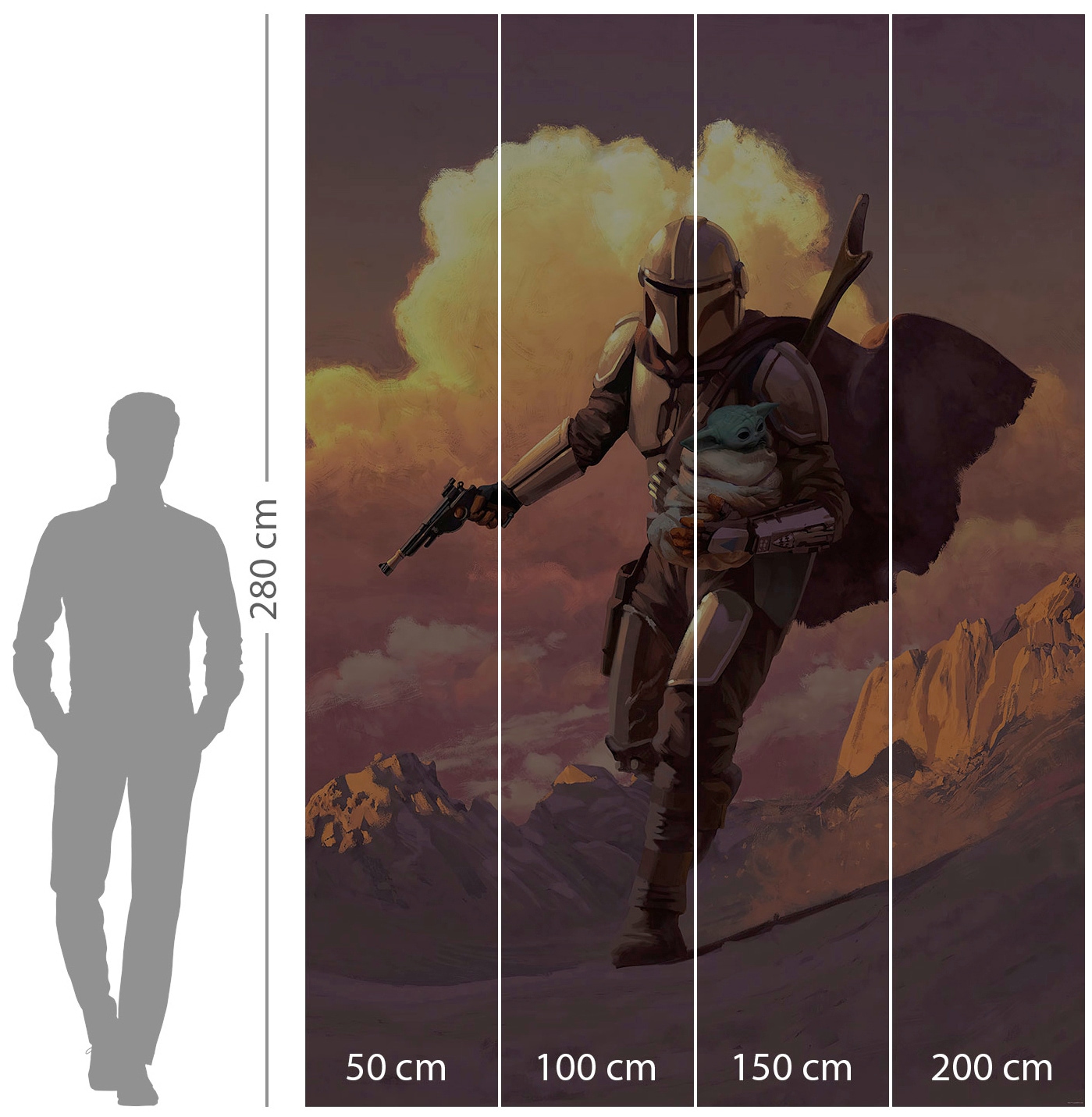 Komar Vliestapete »Digitaldruck Vlies -  Mandalorian Escape - Größe 200 x 280 cm« bedruckt glatt Kinderzimmer