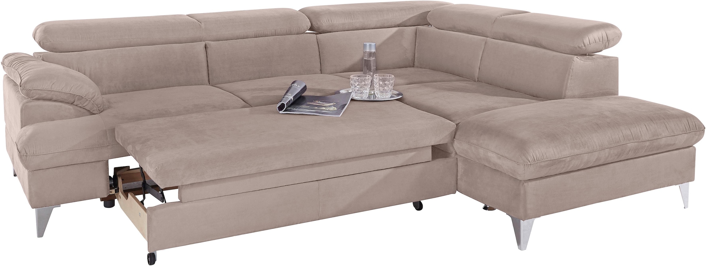 COTTA Ecksofa »Caluso L-Form«, mit Kopfteilverstellung, wahlweise mit Bettfunktion & Bettkasten