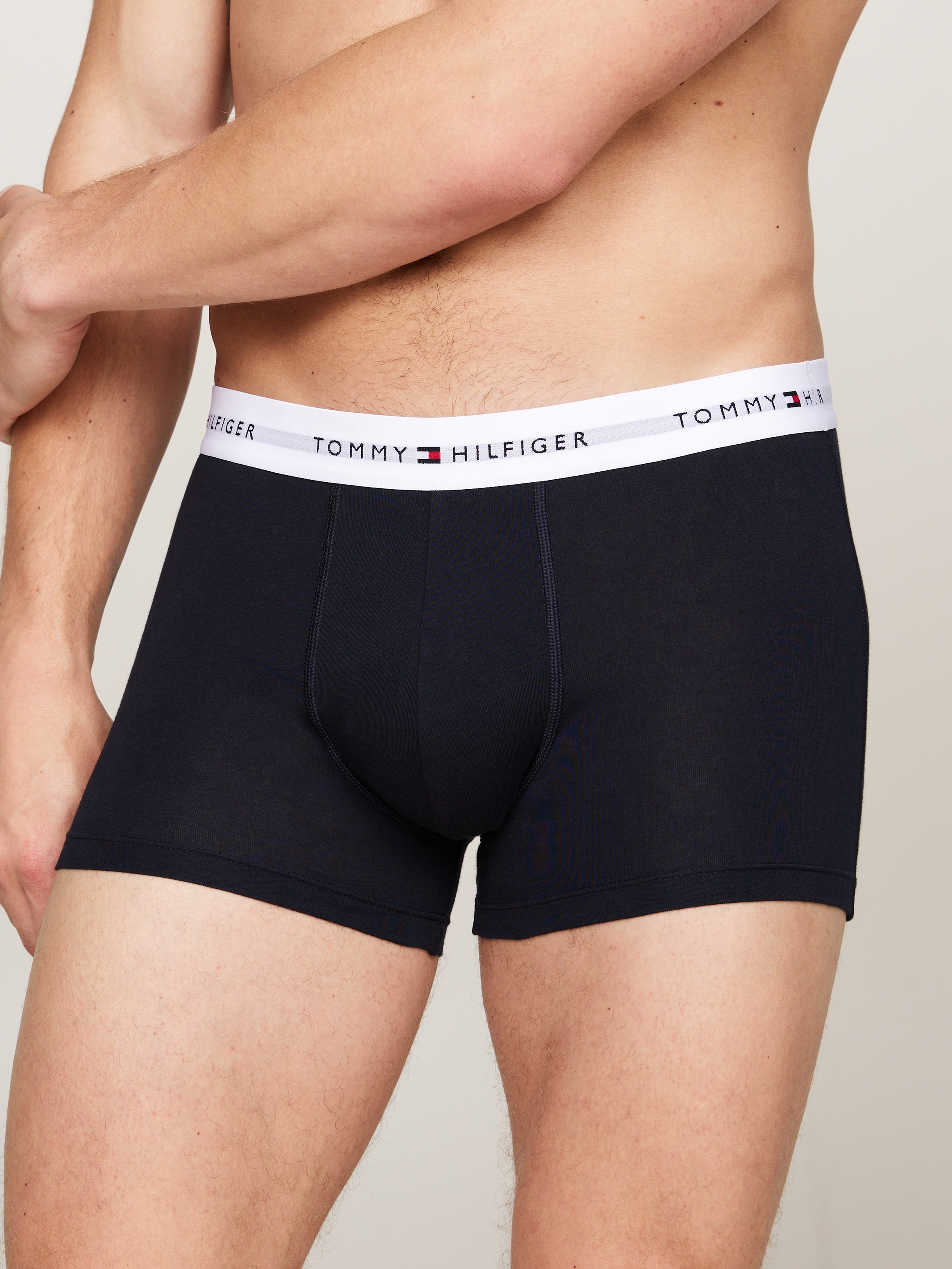 Trunk "TRUNK 3 PACK", Herren, Gr. M (50), 3 Stk., schwarz (primary rot, weiß, desert sky), Jersey, Obermaterial: 95% Baumwolle, 5% Elasthan, TOMMY HILFIGER UNDERWEAR, kontrastfarbene Details, unifarben mit Farbeinsatz, körpernah, Unterhosen, mit kontrastf 6
