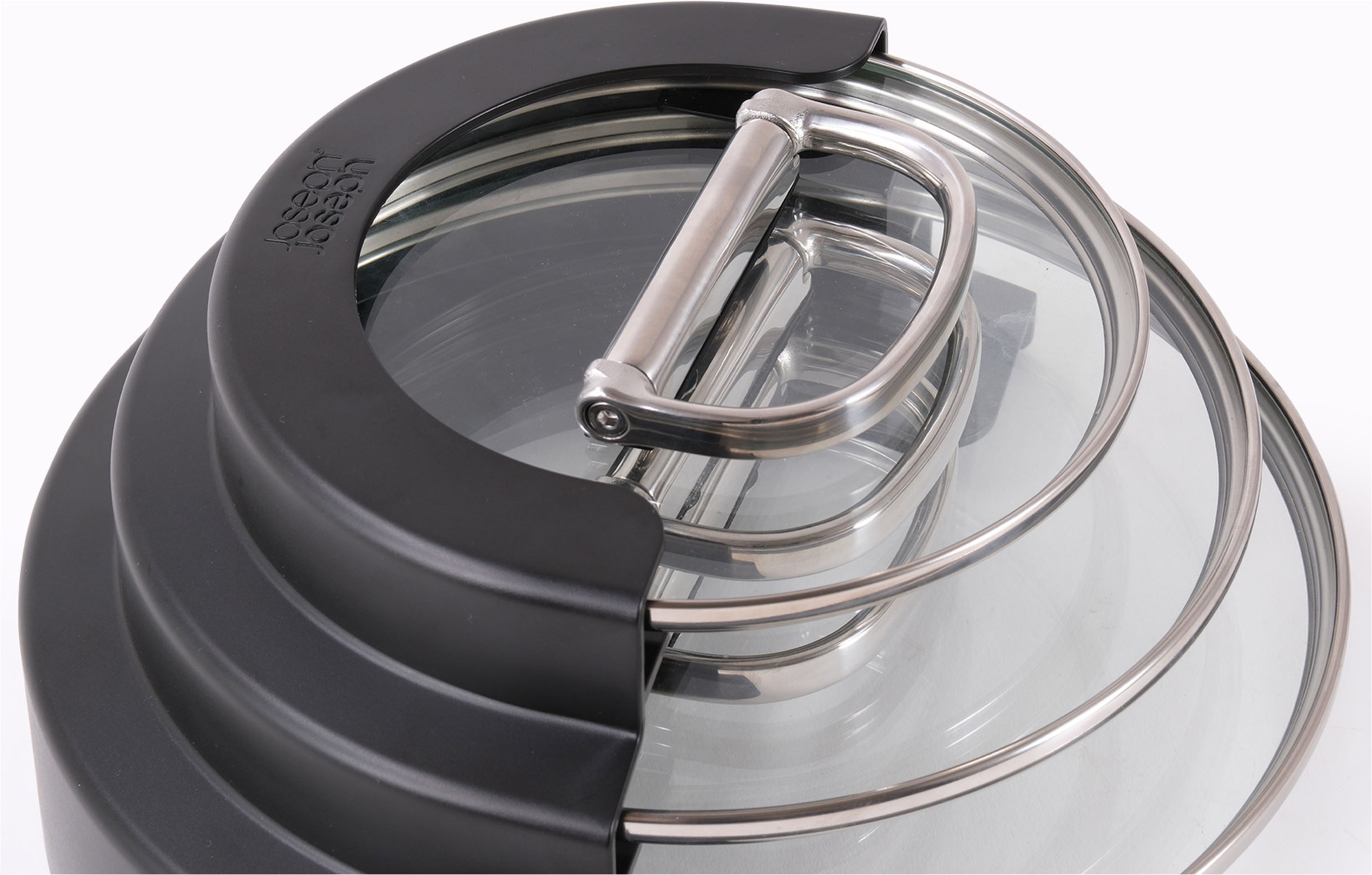 Joseph Joseph Topf-Set »Space Stack 3-tlg. Antihaft-Kochgeschirrset mit Deckelhalter« Set, 3 tlg. Aluminium