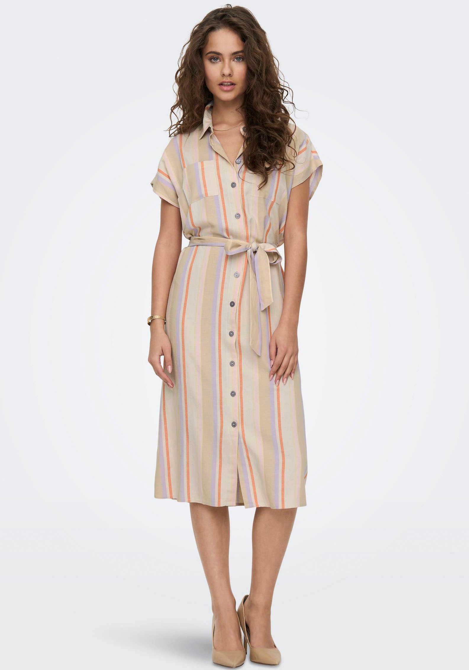 ONLY Hemdblusenkleid »ONLTINE HANNOVER SS SHIRT DRESS WVN«, mit Leinenanteil kaufen