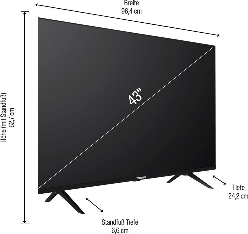 Telefunken QLED-Fernseher »D43Q660M2CW«, 108 cm/43 Zoll, 4K Ultra HD, Smart- TV | BAUR