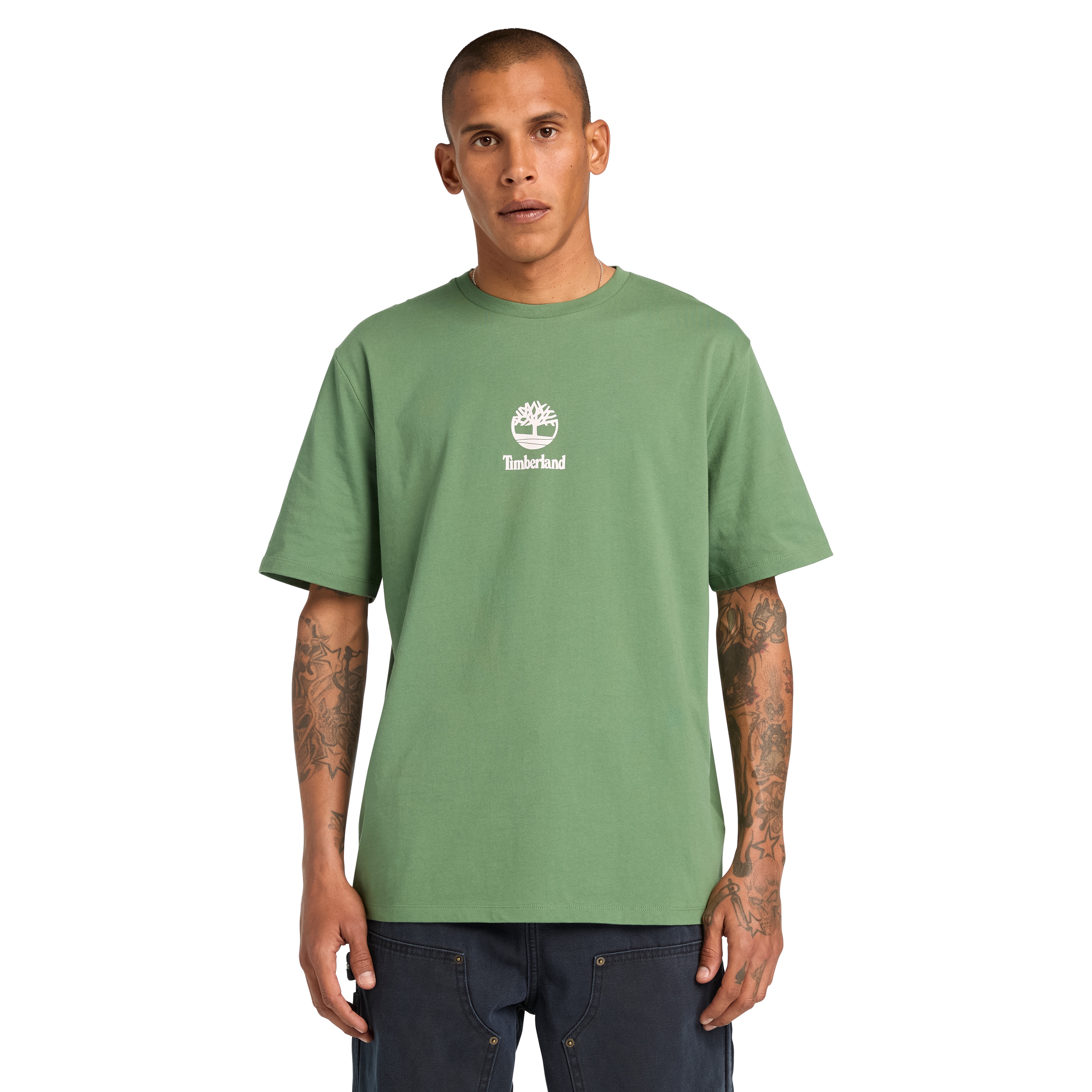 Timberland T-Shirt "Print Stack Logo Short Sleeve Tee" Kurzarm-Design, mit Rundhalsausschnitt mit Rippbündchen, aus Baumwolle