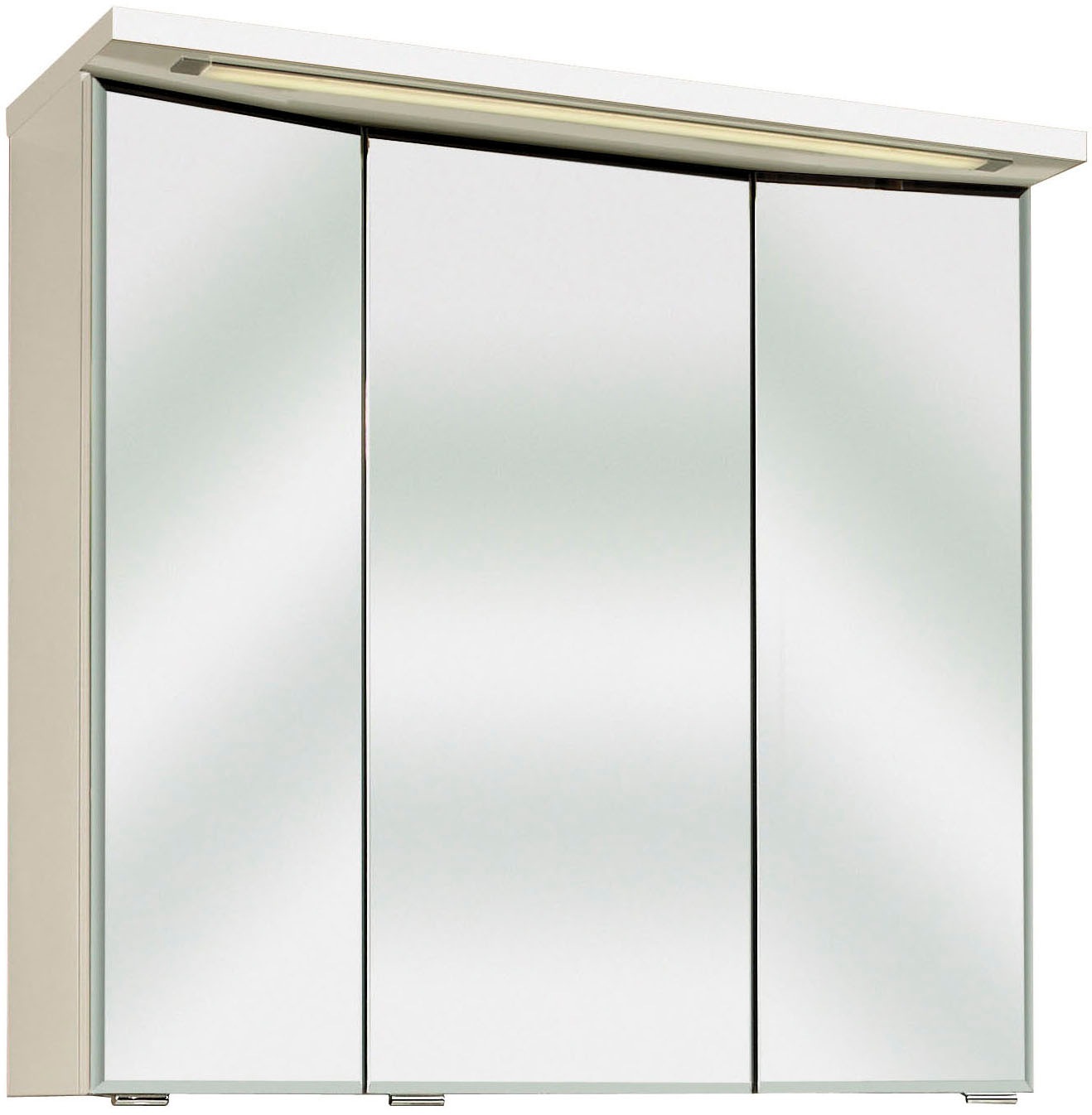 Saphir Badmöbel-Set »Trentino 2-teilig Glas-Waschtisch mit LED-Spiegelschrank«, (3 St.), Badmöbel-Set 77cm breit, inkl. Türdämpfer, 3 Türen, 2 Auszügen