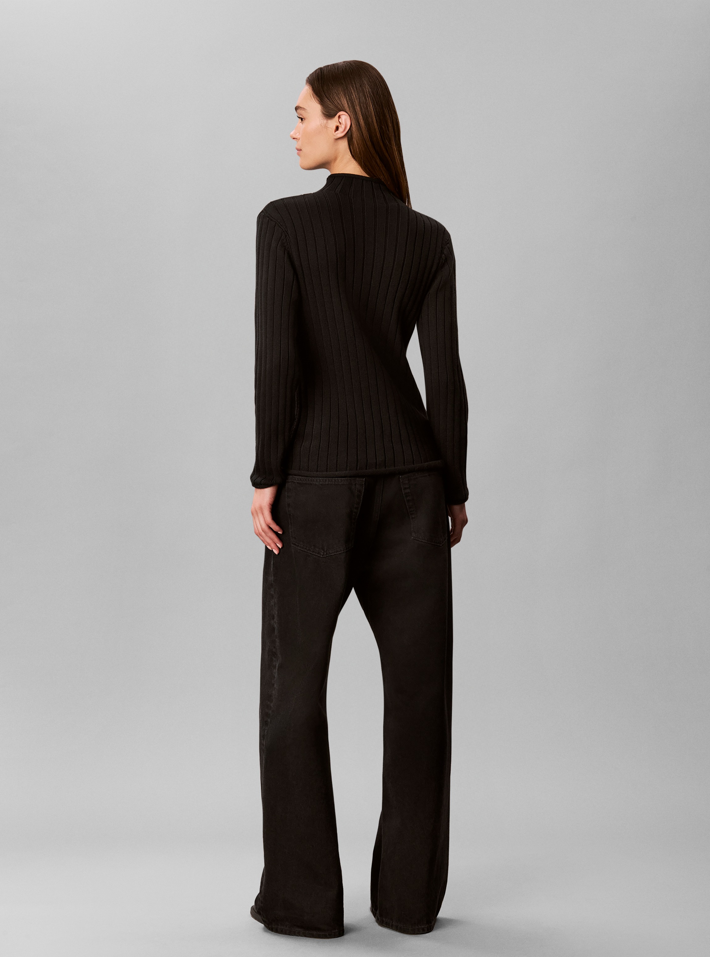 Calvin Klein Jeans Rollkragenpullover »WOVEN LABEL T-NECK SWEATER« Regular fit mit Stehkragen