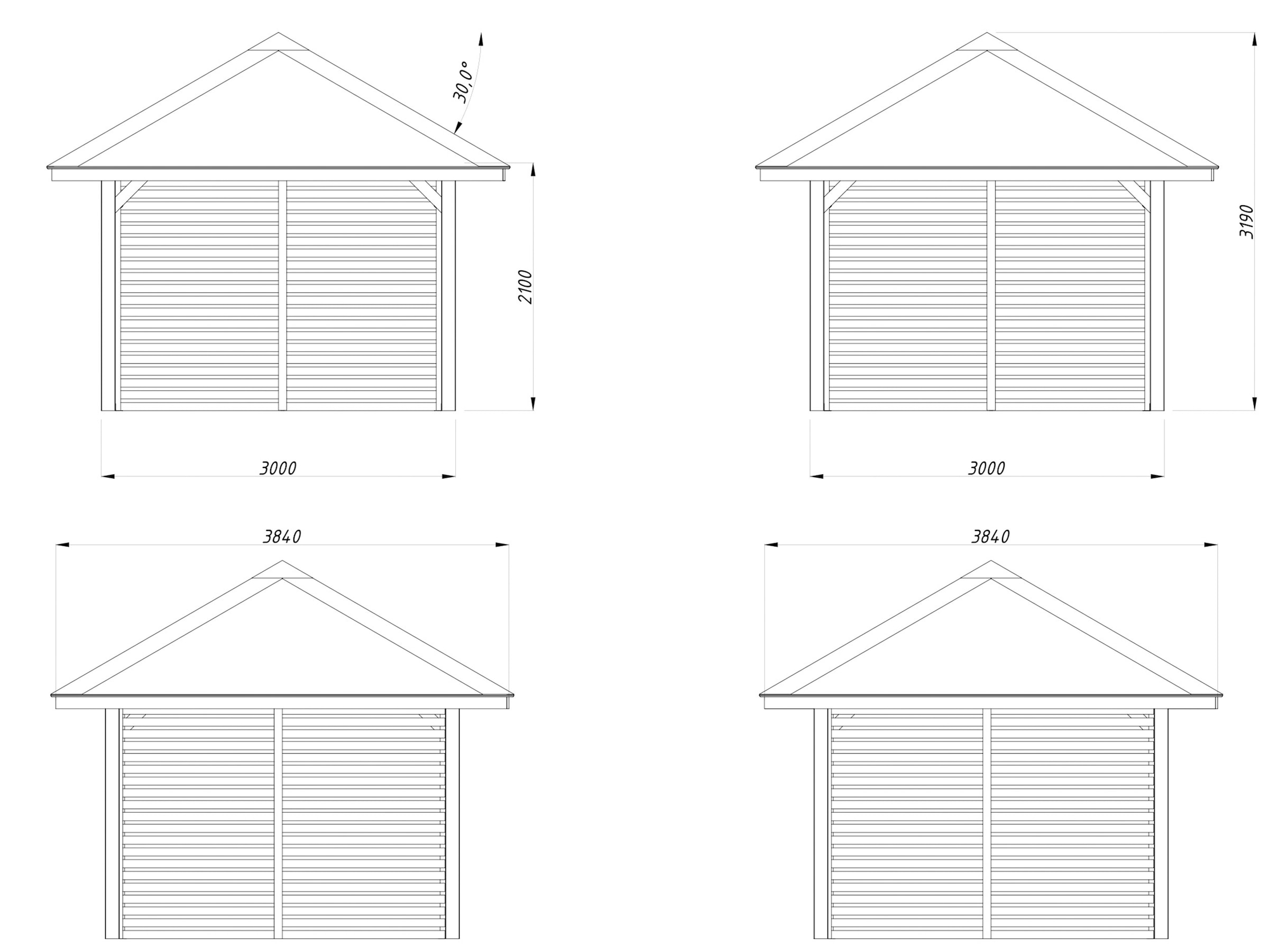 Palmako Holzpavillon »Bianca 8,3 m² Set 102« BxTxH: 384x384x319 cm