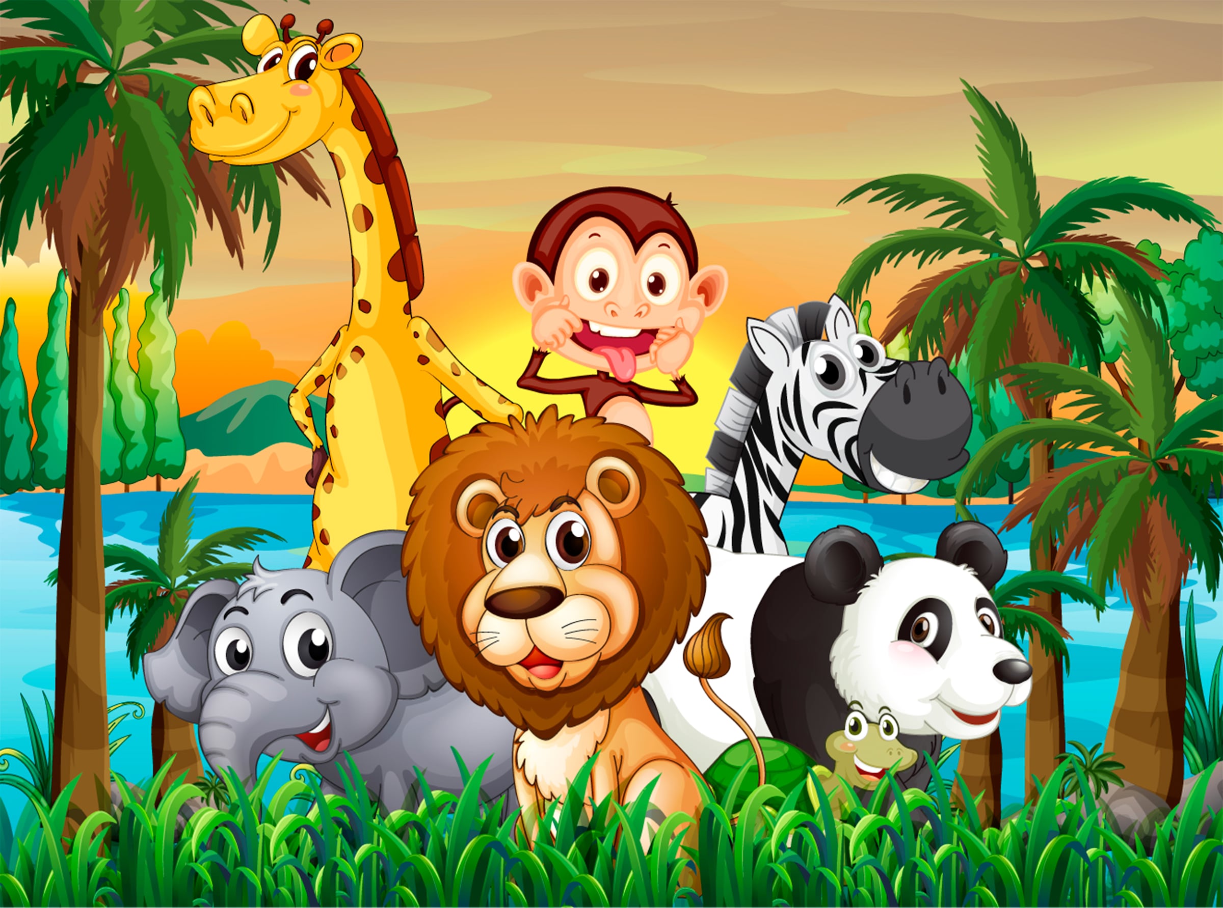 Papermoon Fototapete "Jungle Animals" glatt