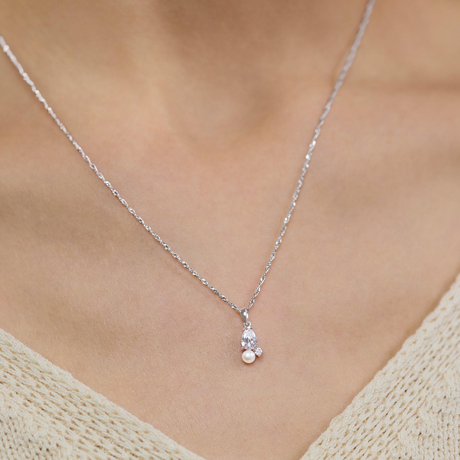 Amor Kette mit Anhänger »Schmuck Geschenk« mit Zirkonia (synth.) - mit Süßwasserzuchtperle