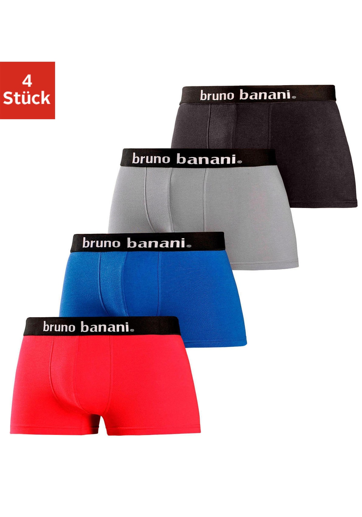 Bruno Banani Hipster Packung, 4 Stk. knapp sitzende Boxershorts in uni oder günstig online kaufen