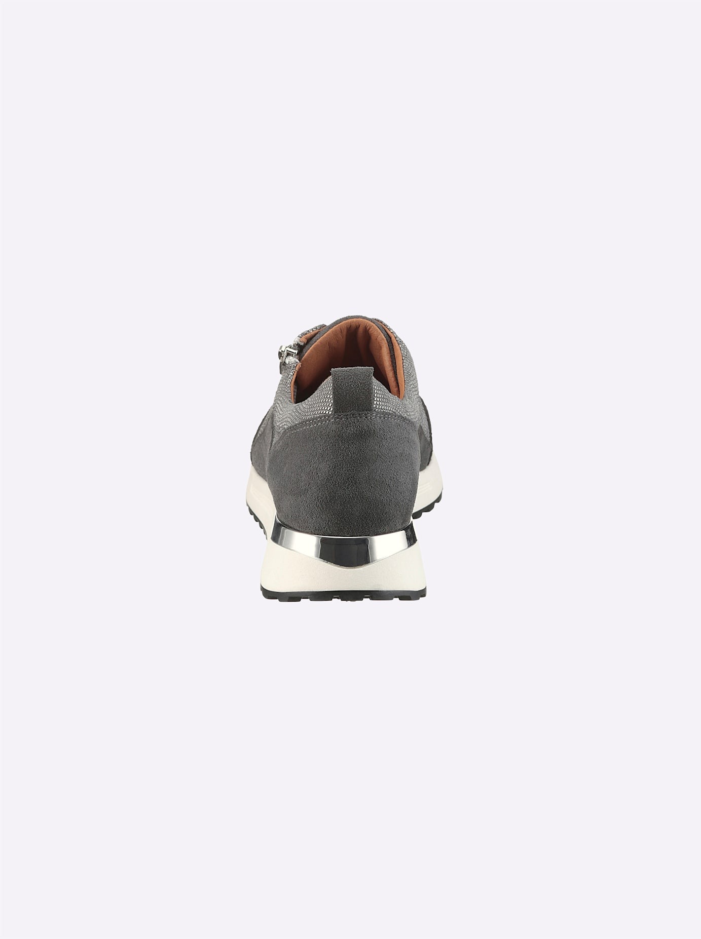 Sneaker HEINE, Damen, Gr. 41, grau (grau, grau, metallic), Leder, Textil, Veloursleder, Schuhe Sneaker 3