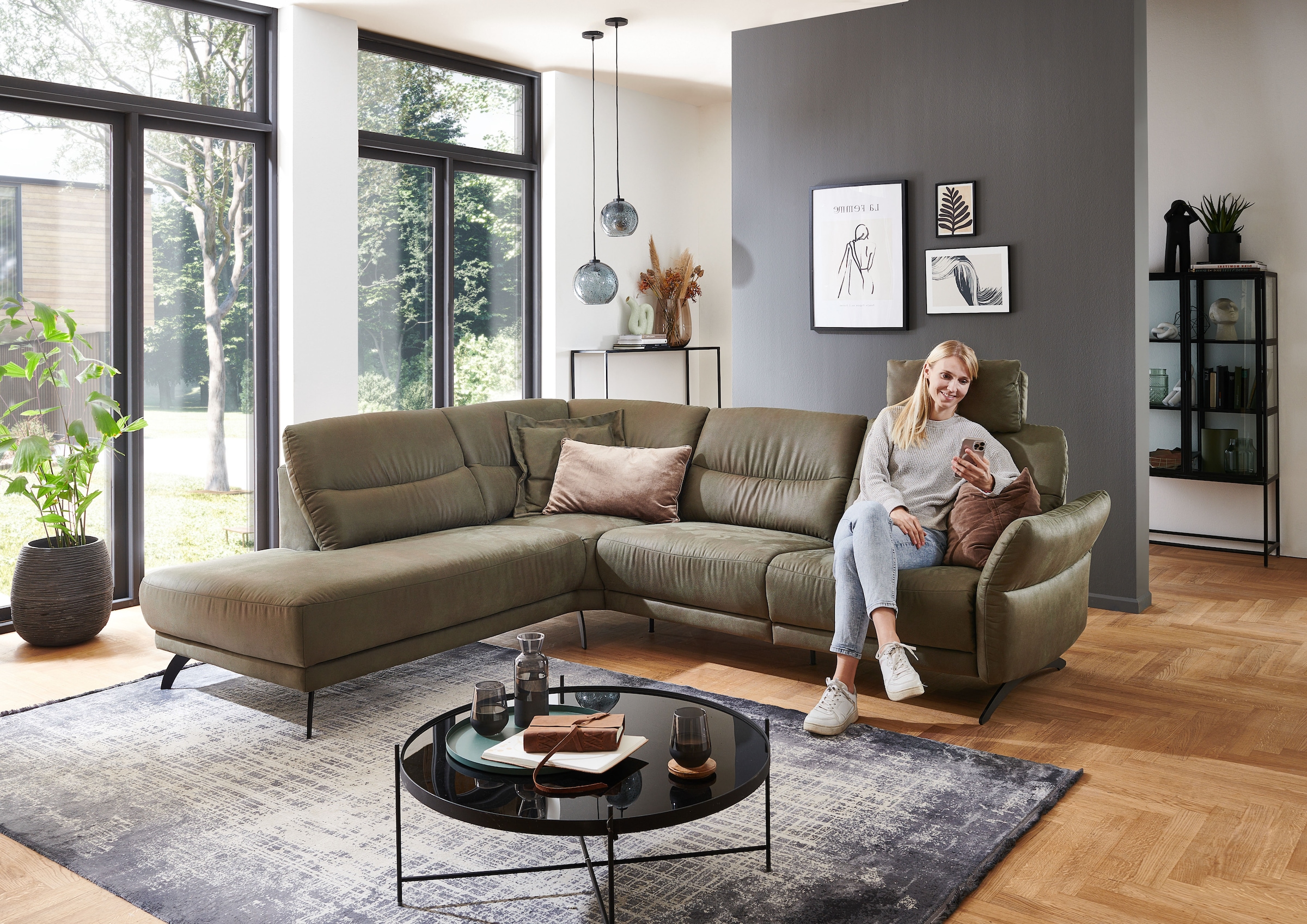 Home affaire Ecksofa »Novalis, Herz-Waage-Funktion & klappbarer Armlehne« Ergonomischer TTFK-Komfort, saugroboter-freundlich, frei stellbar