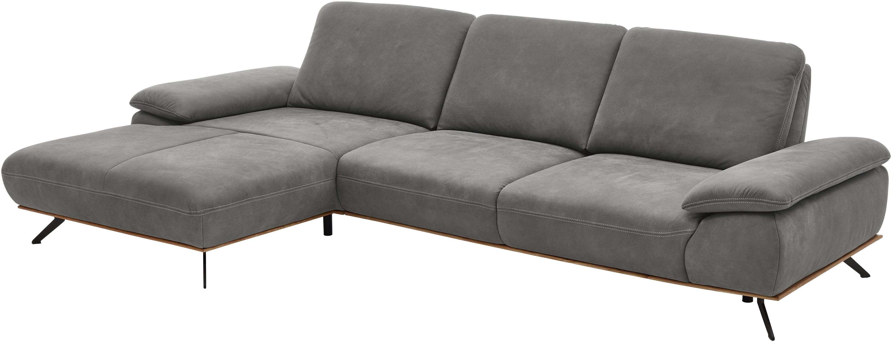 Thumbnail - Die PlanBar Ecksofa "PN-EM18063 L-Form", wahlweise mit echt bezogenem Rücken und Sitztiefenverstellung