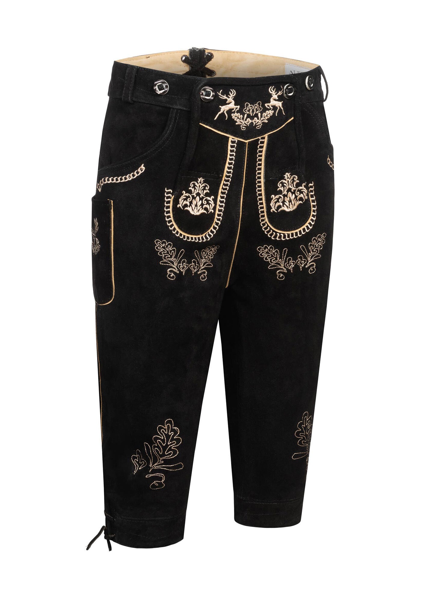 Alessandro Salvarini Trachtenlederhose »ASGustl«, Lederhose in Trachtenstil mit Stickerei und Trägern aus Echtleder