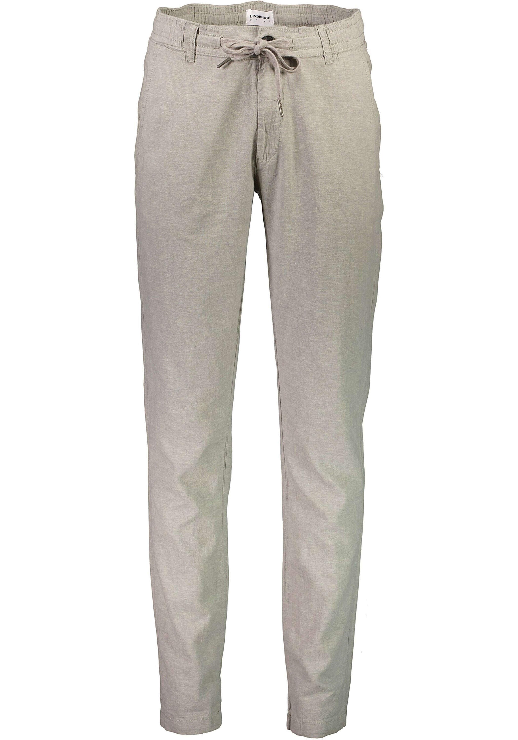 Leinenhose LINDBERGH "Leinenhose Tapered Fit", Herren, Gr. XL, grau, Obermaterial: 55% Leinen, 45% Baumwolle, unifarben, gerade, unten schmal, Hosen 3