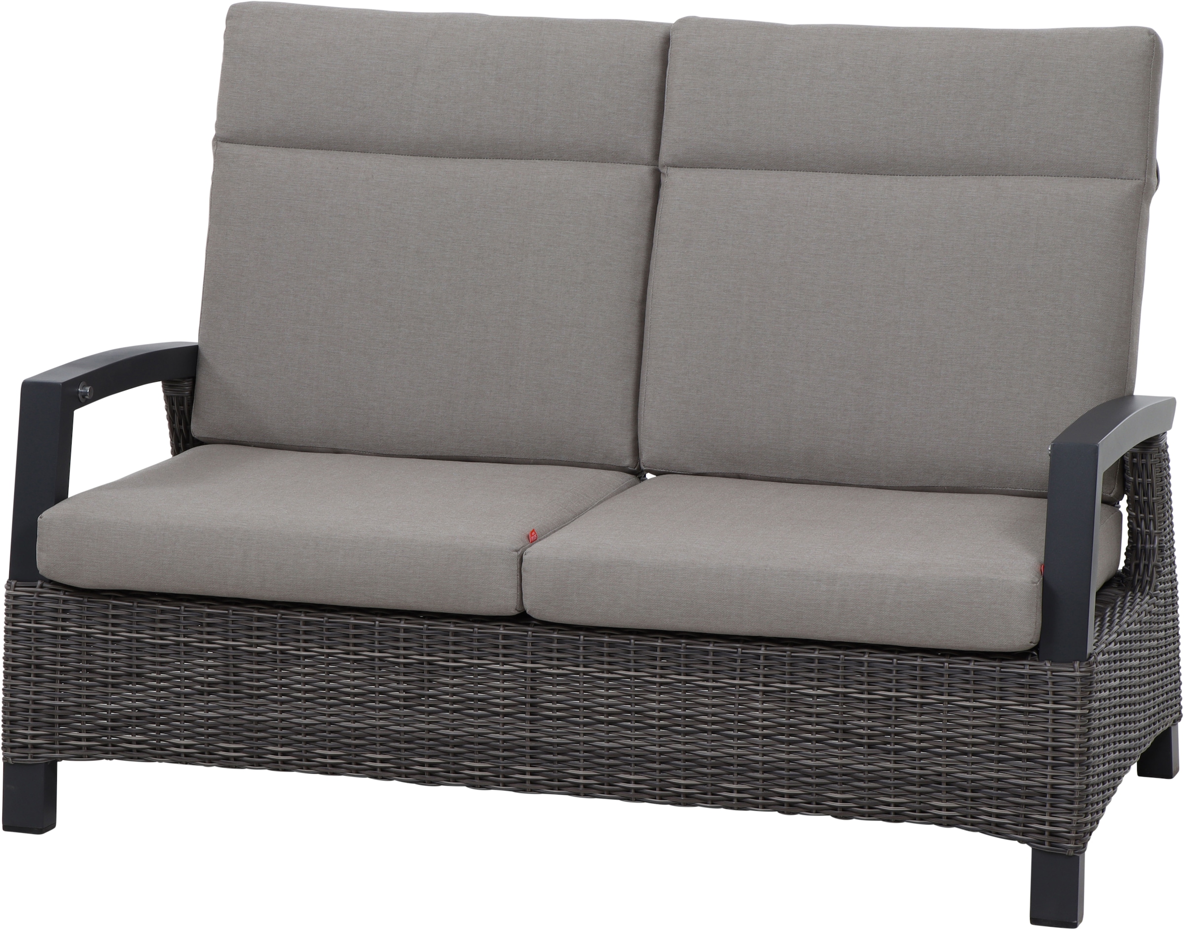 Siena Garden Gartenlounge-Bank »CORIDO Lounge 2er Sofa in charcoal grey« Gestell Alu matt anthrazit, mit Sitz- u. Rückenkissen taupe meliert
