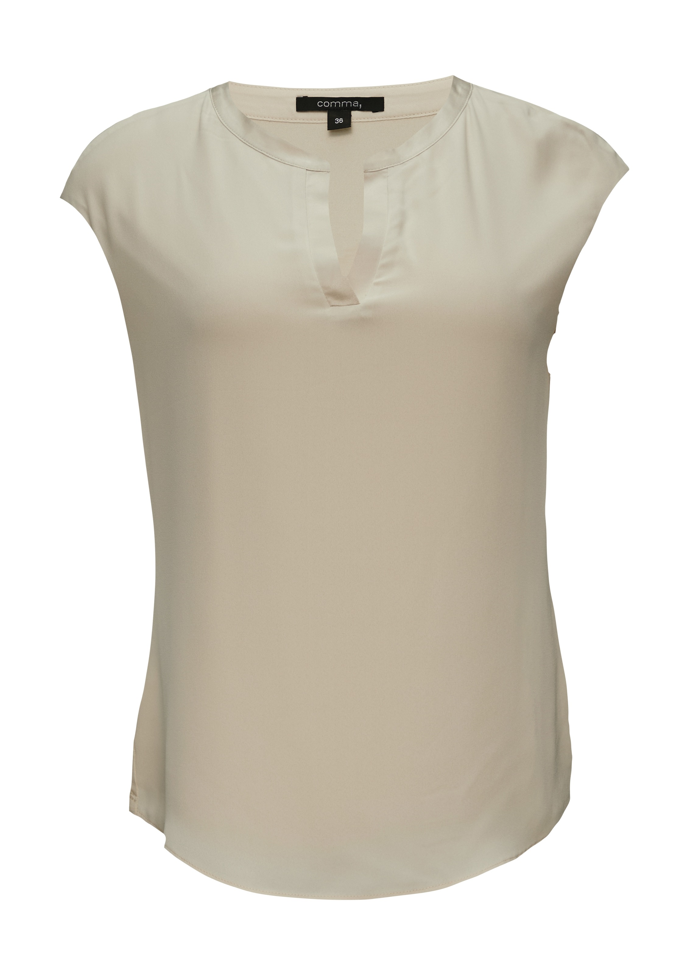 Thumbnail - Comma Blusenshirt mit geschlitztem Rundhals, Satin-Optik