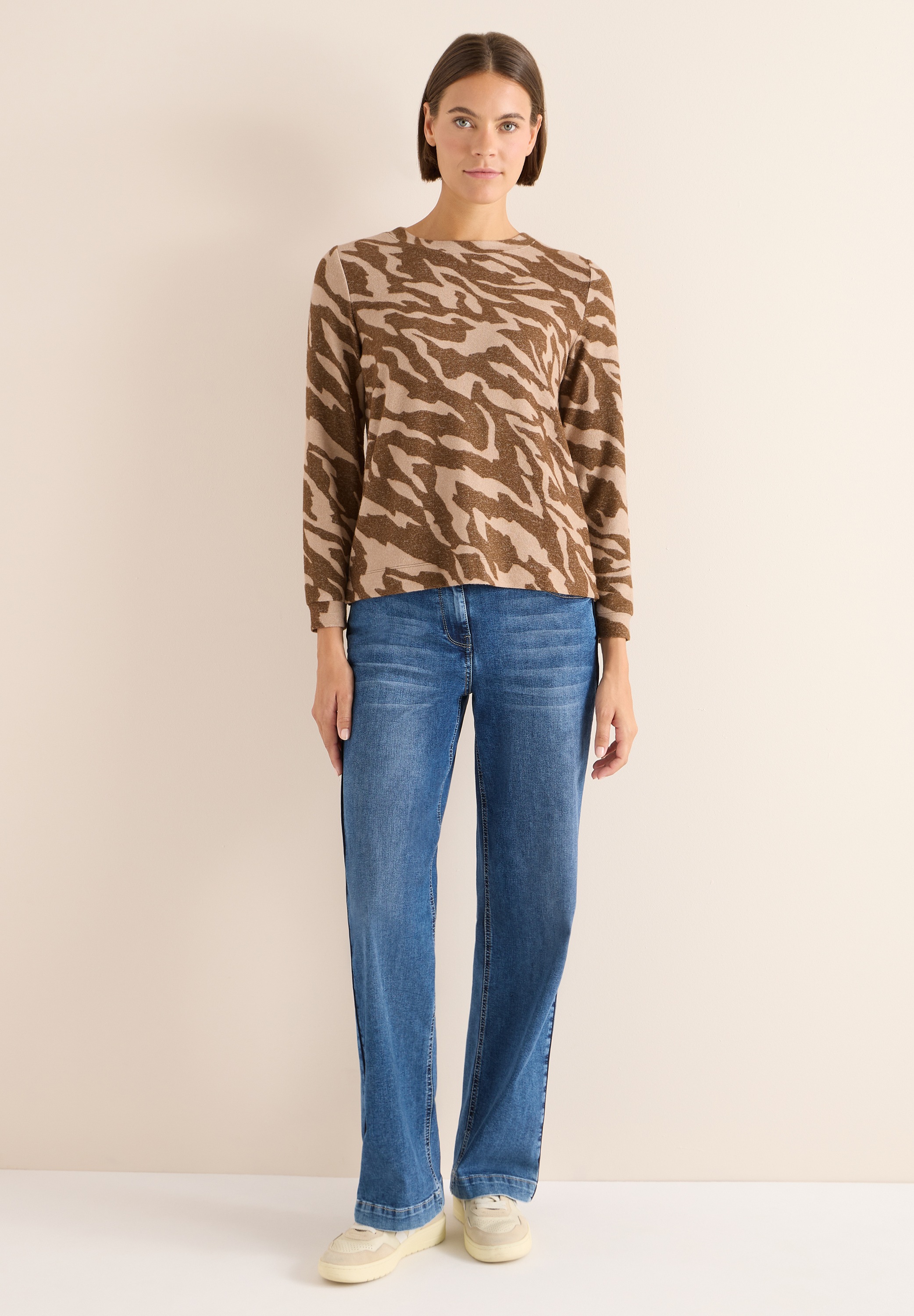 Cecil Langarmshirt, im Melange Look