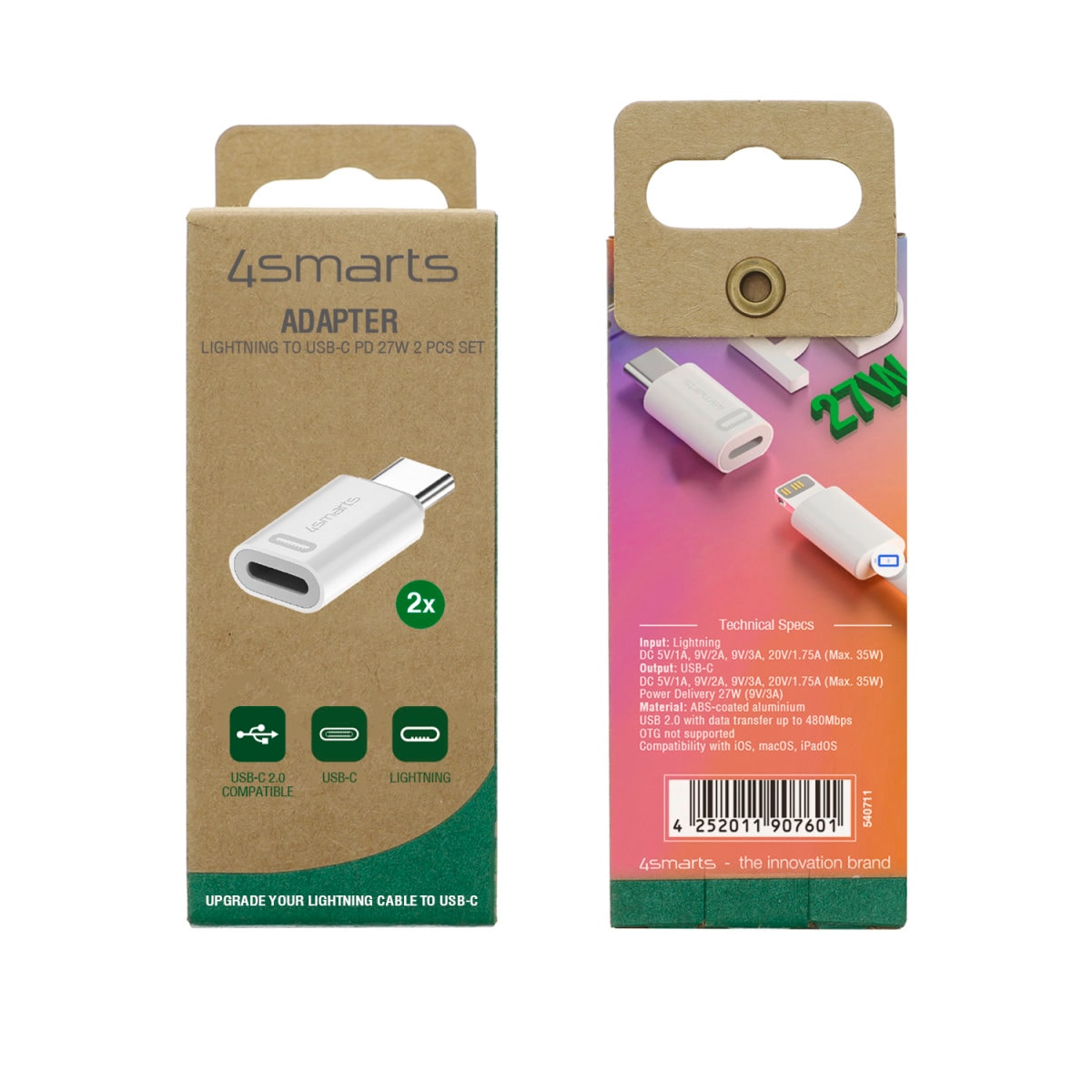 4smarts USB-Adapter »Adapter Lightning auf USB-C PD 27W«, USB-C zu Lightning